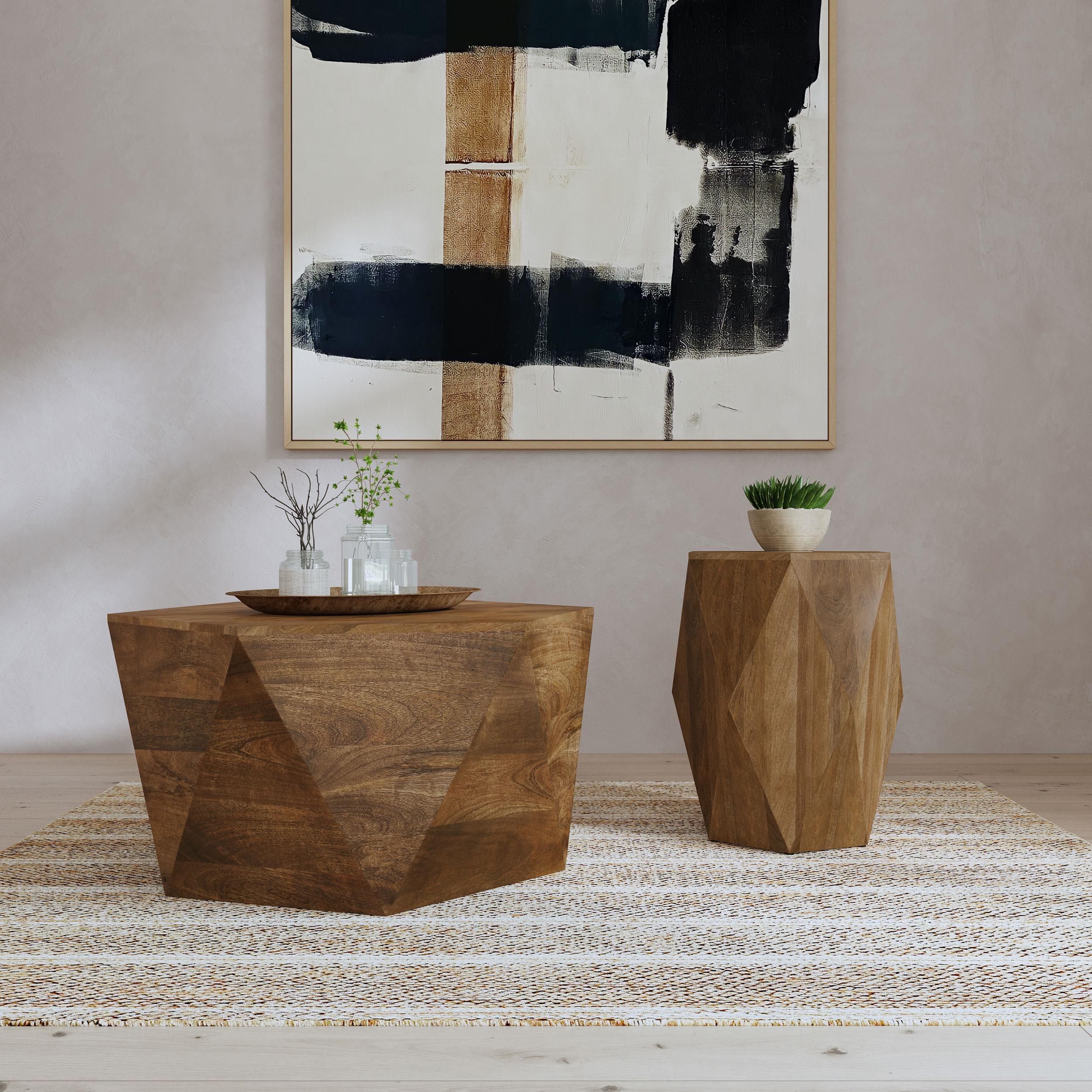  Coaster Furniture Zalika 724188-S2 2-piece Solid Wood Coffee and End Table Set - Natural IMAGE 2