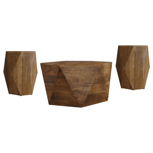 Coaster Furniture Zalika 724188-S3 3-piece Solid Wood Coffee and End Table Set - Natural