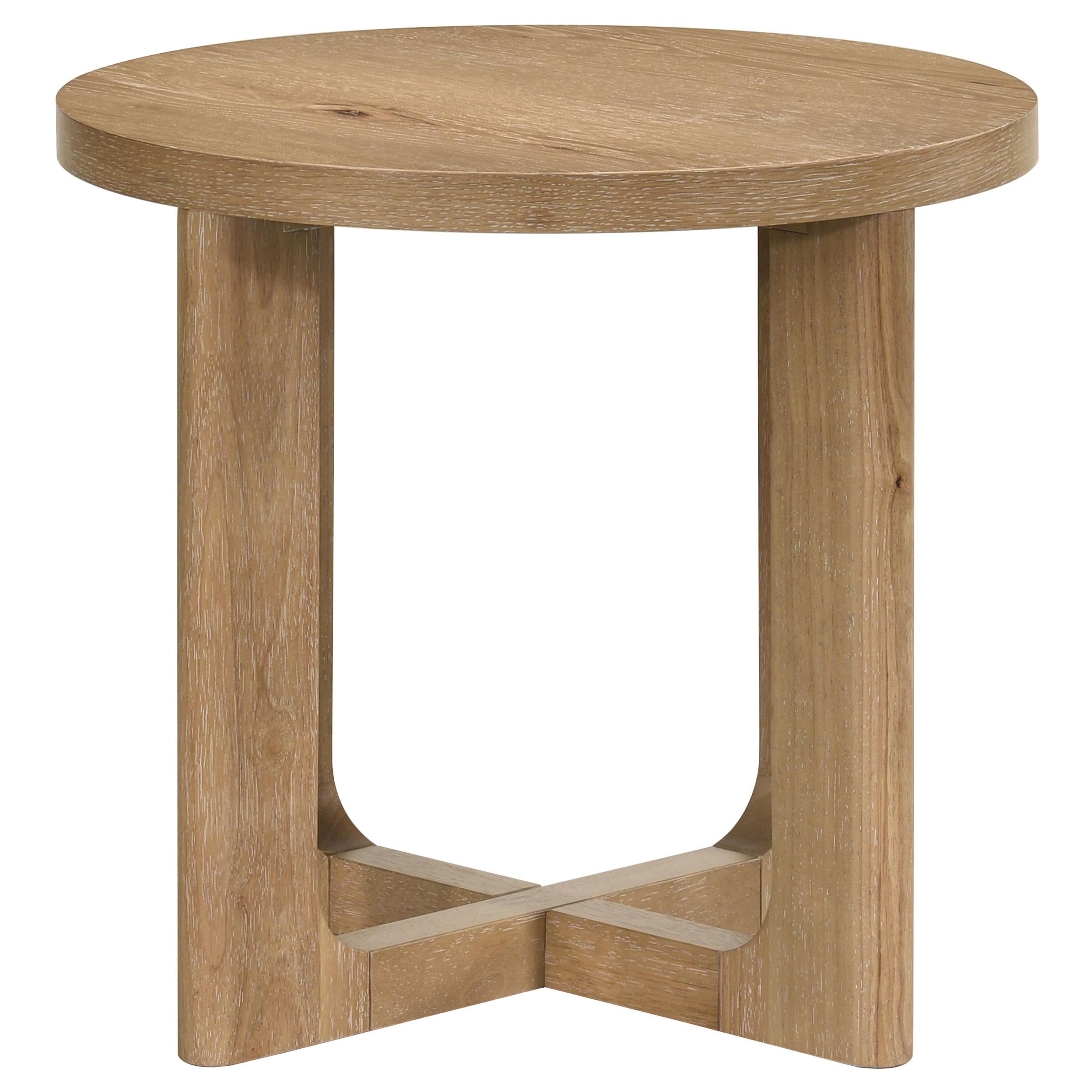  Coaster Furniture Kessler 735987 Round Sculptural Wood End Table - Light Oak IMAGE 7