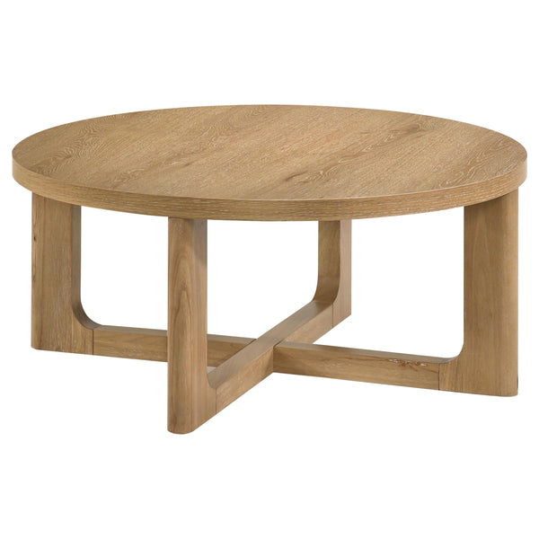 Coaster Furniture Kessler 735988 Round Sculptural Wood Coffee Table - Light Oak