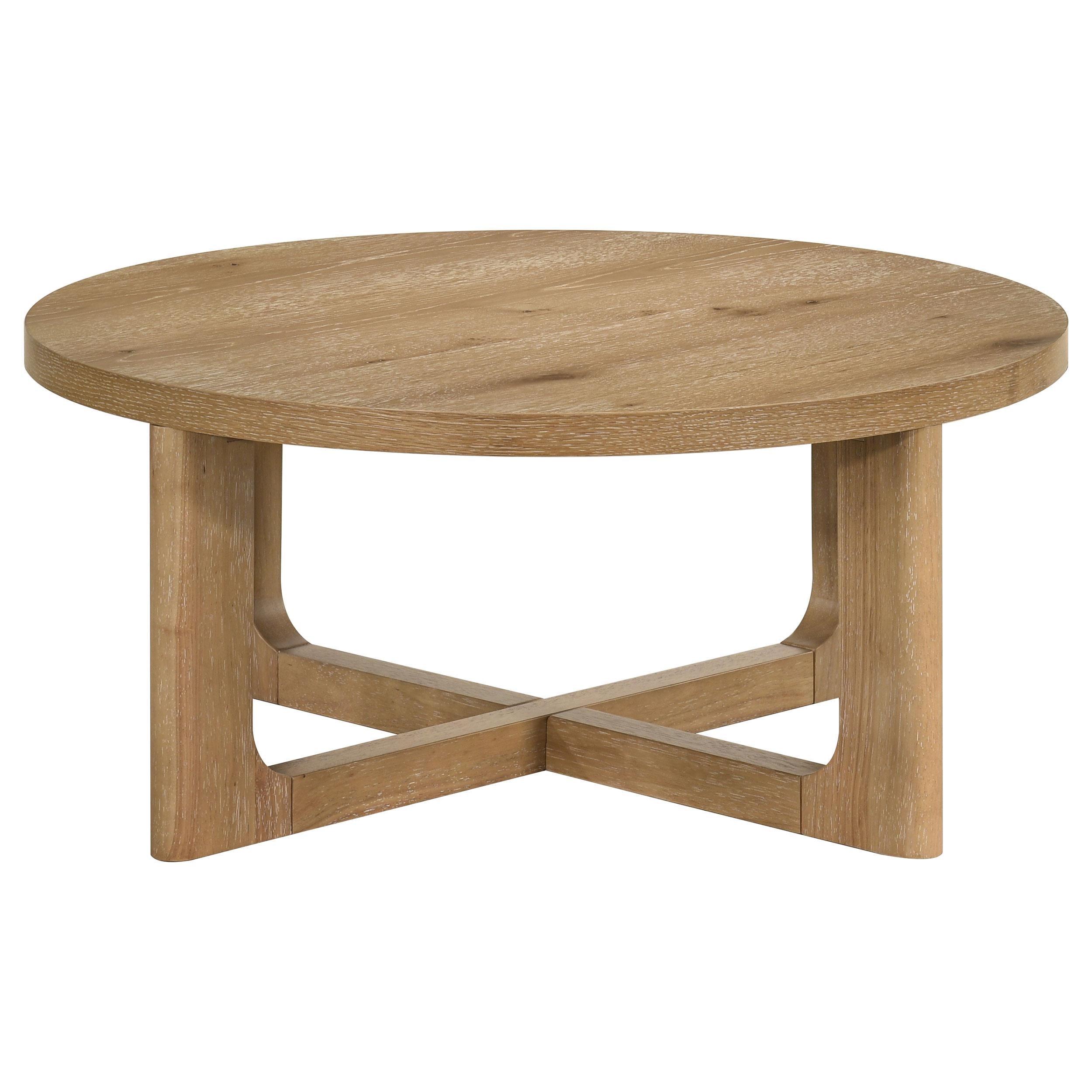  Coaster Furniture Kessler 735988 Round Sculptural Wood Coffee Table - Light Oak IMAGE 7