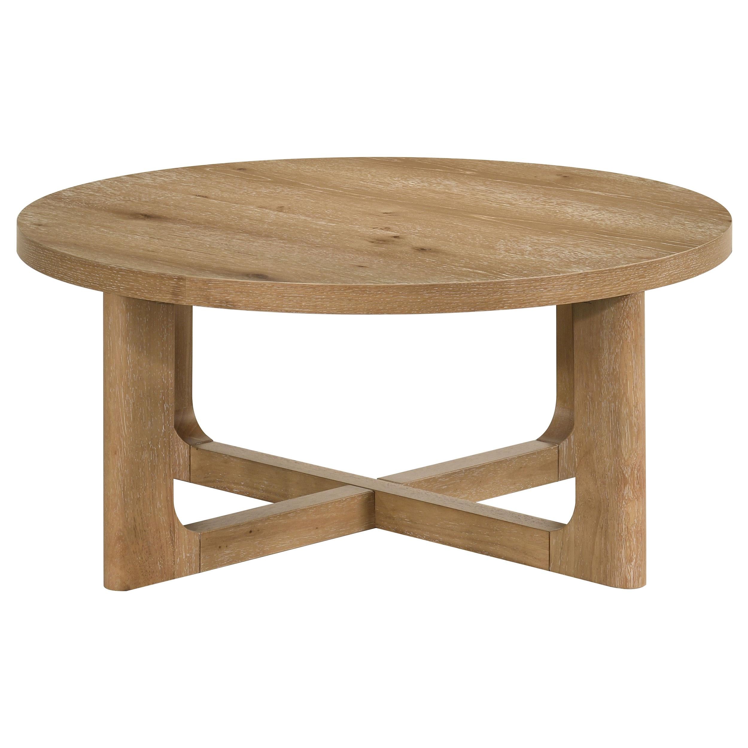  Coaster Furniture Kessler 735988-S2 2-piece Round Sculptural Wood Coffee Table Set - Light Oak IMAGE 4