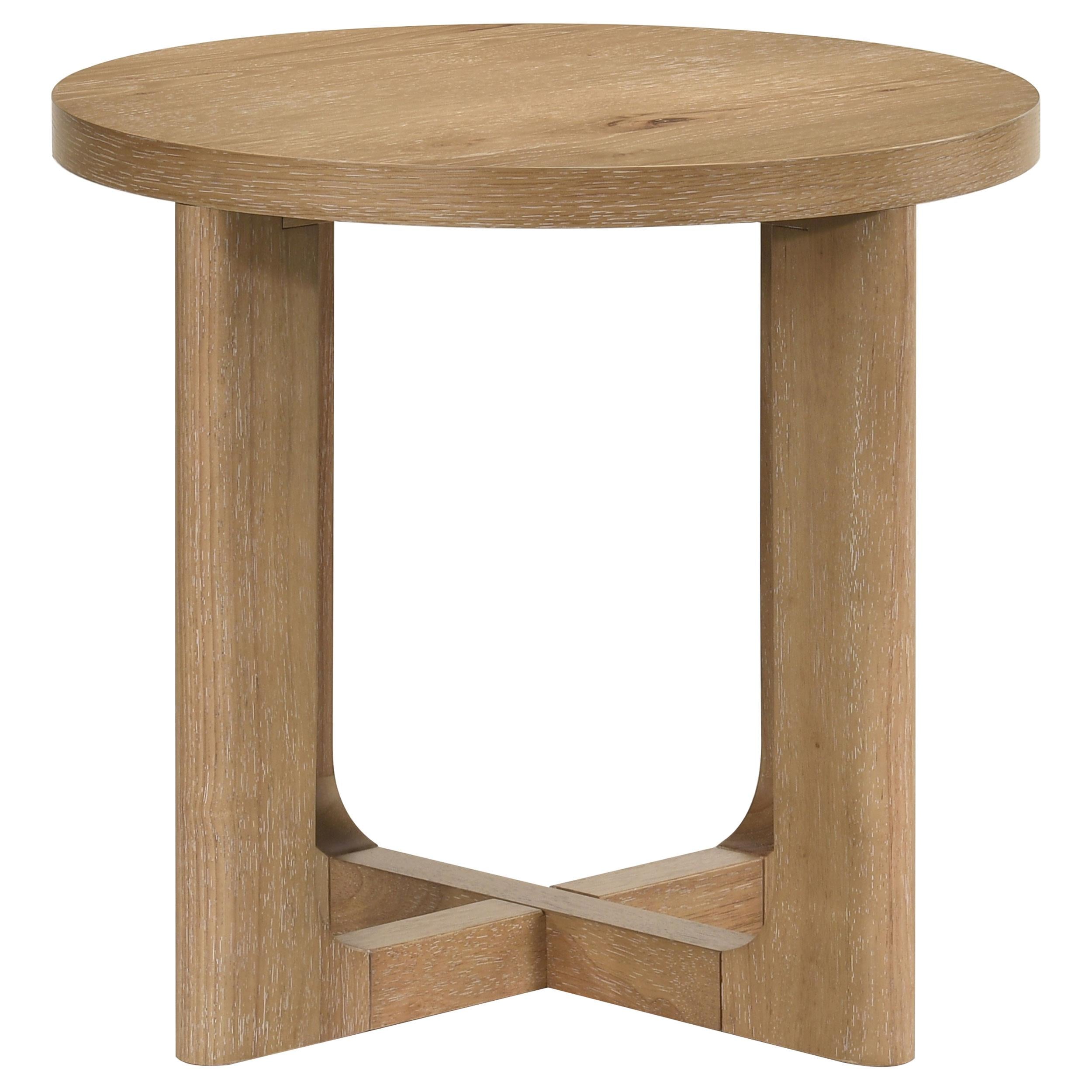  Coaster Furniture Kessler 735988-S3 3-piece Round Sculptural Wood Coffee Table Set - Light Oak IMAGE 3