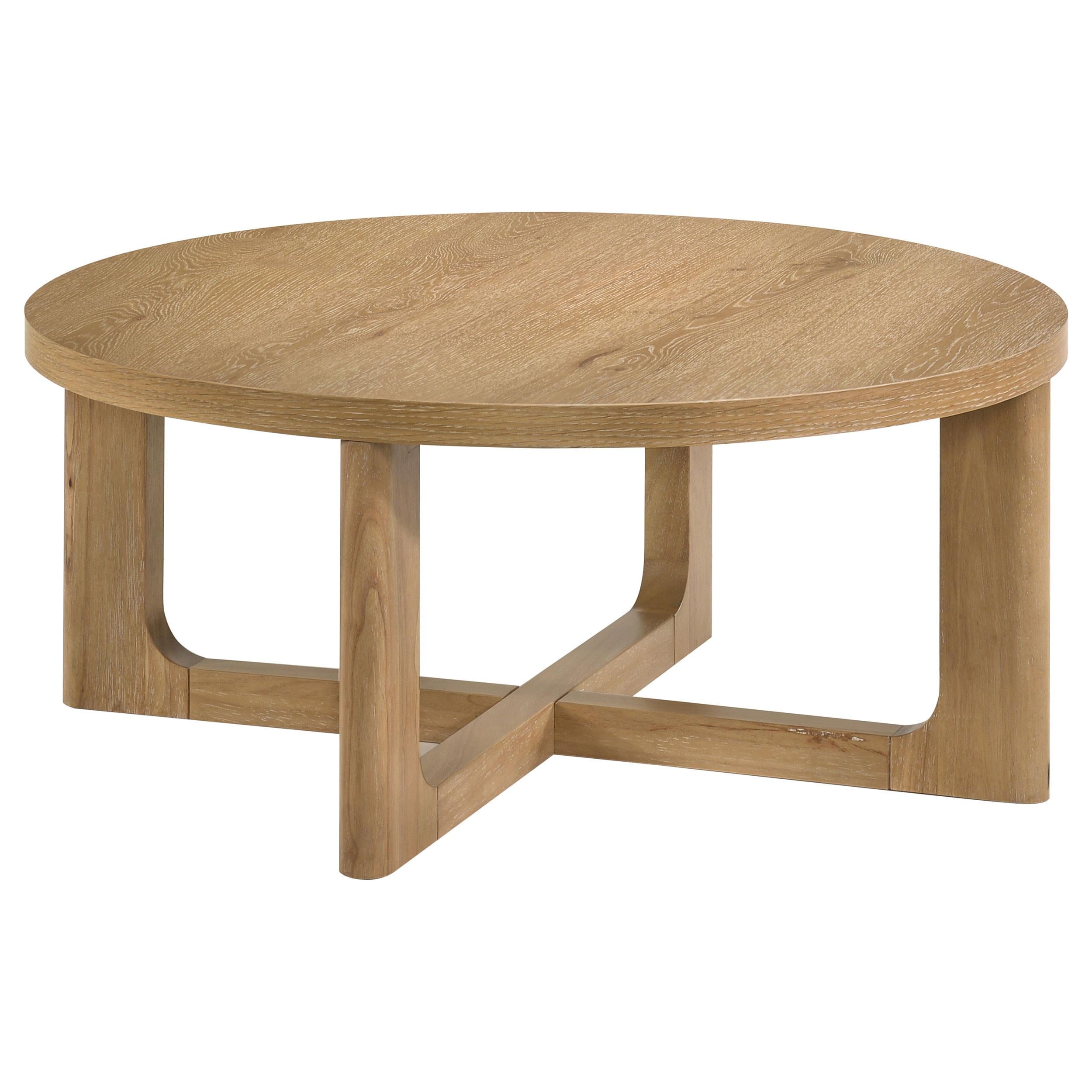  Coaster Furniture Kessler 735988-S3 3-piece Round Sculptural Wood Coffee Table Set - Light Oak IMAGE 7