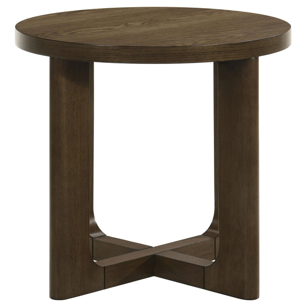 Coaster Furniture Kessler 735997 Round Sculptural Wood End Table - Brown