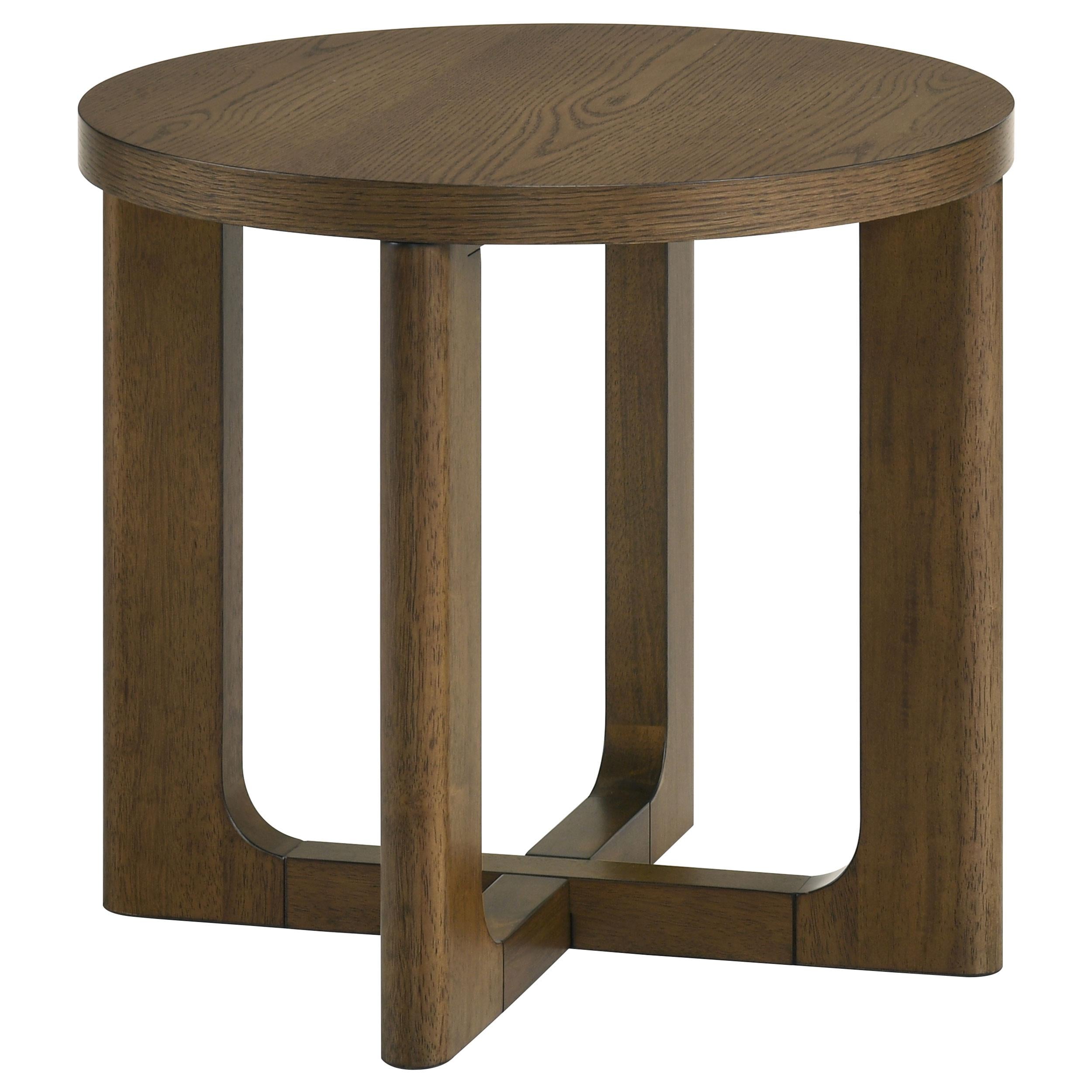  Coaster Furniture Kessler 735997 Round Sculptural Wood End Table - Brown IMAGE 3