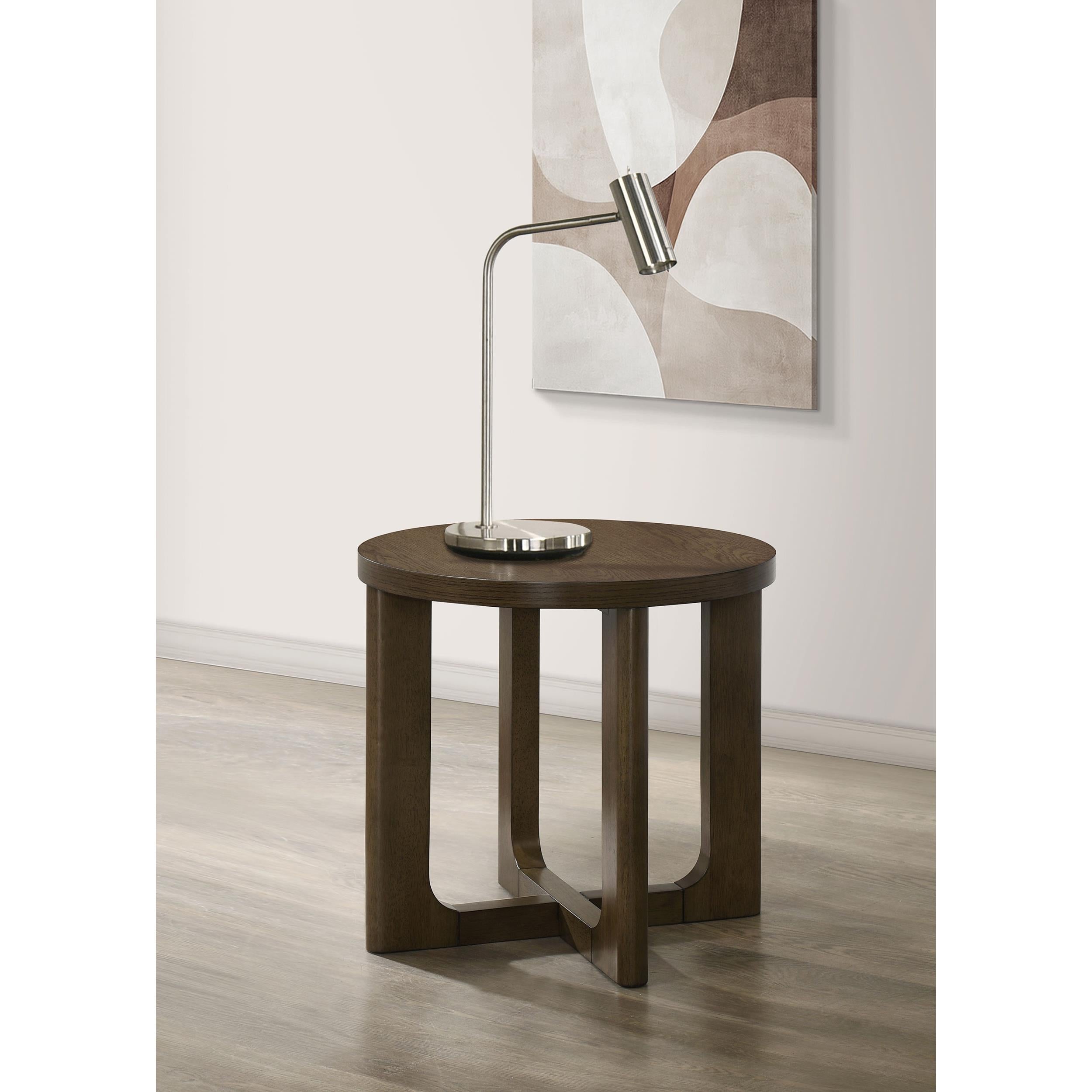  Coaster Furniture Kessler 735997 Round Sculptural Wood End Table - Brown IMAGE 6