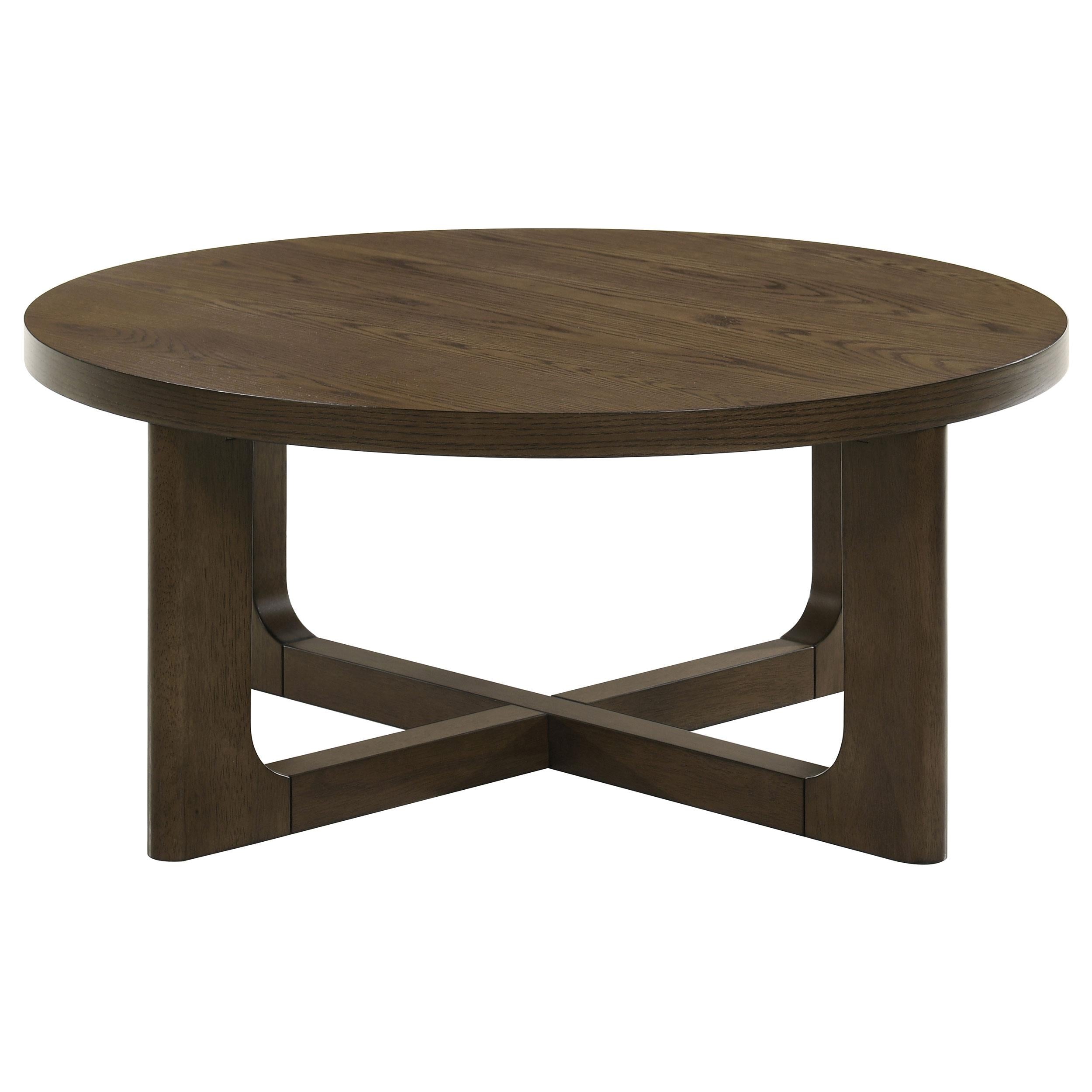  Coaster Furniture Kessler 735998 Round Sculptural Wood Coffee Table - Brown IMAGE 2