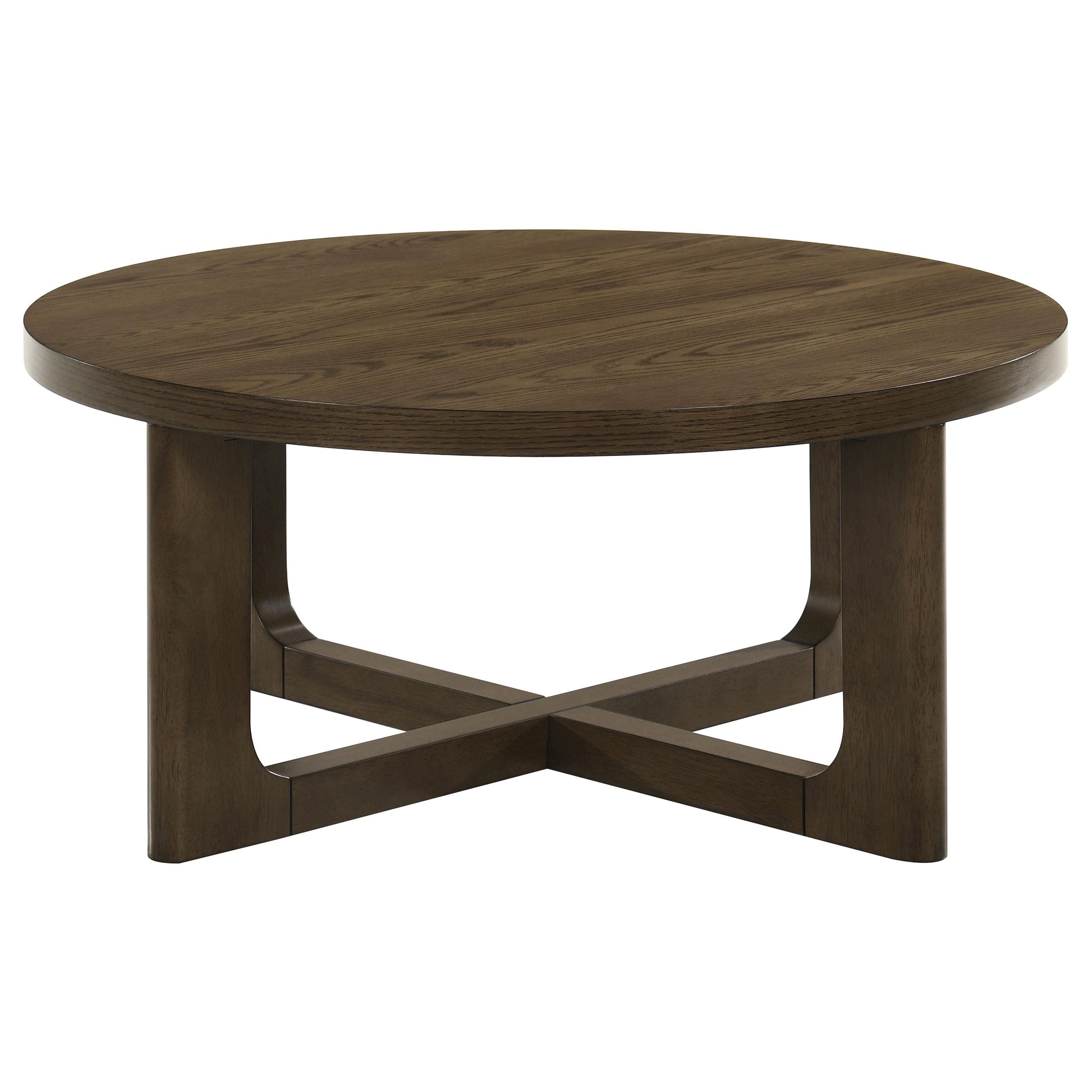  Coaster Furniture Kessler 735998-S2 2-piece Round Sculptural Wood Coffee Table Set - Brown IMAGE 4
