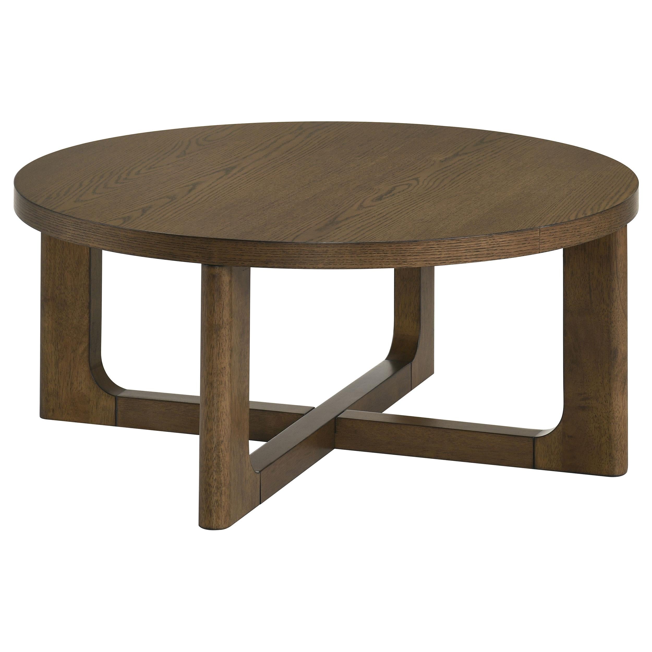  Coaster Furniture Kessler 735998-S3 3-piece Round Sculptural Wood Coffee Table Set - Brown IMAGE 7