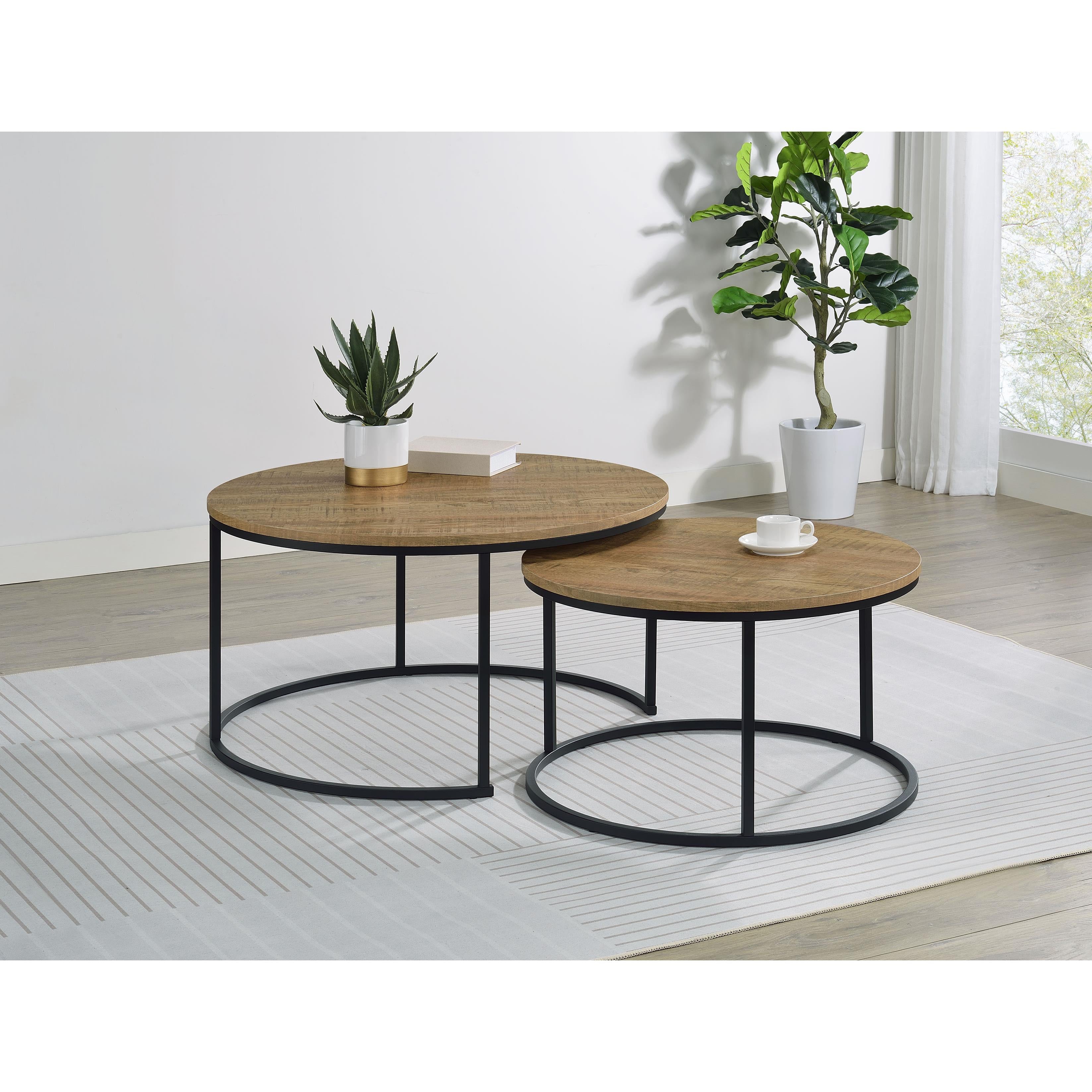  Coaster Furniture Lainey 736030 2-piece Round Nesting Coffee Table - Mango IMAGE 6