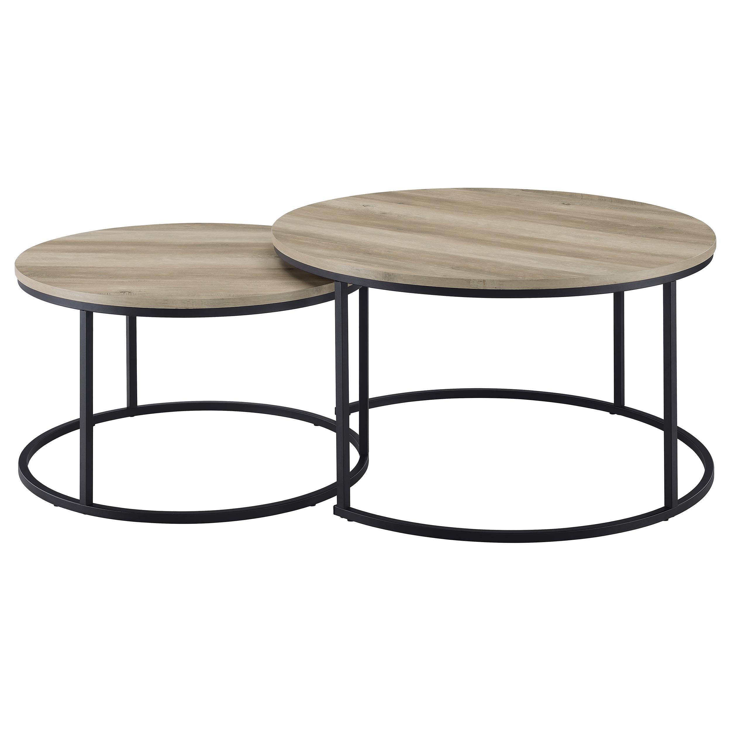  Coaster Furniture Lainey 736040 2-piece Round Nesting Coffee Table - Distressed Pine IMAGE 1