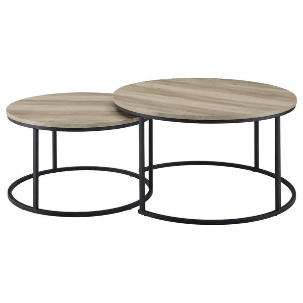 Coaster Furniture Lainey 736040 2-piece Round Nesting Coffee Table - Distressed Pine