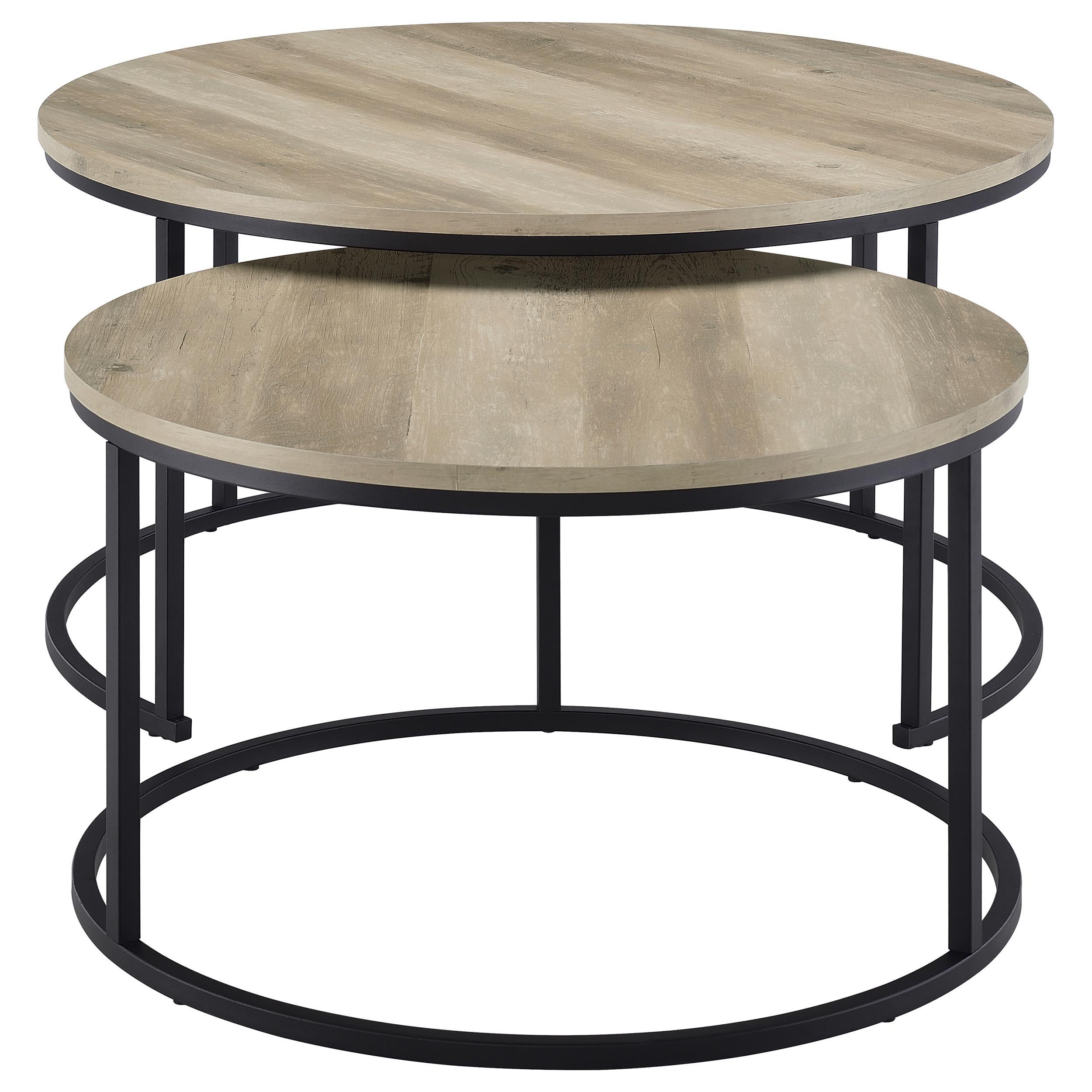  Coaster Furniture Lainey 736040 2-piece Round Nesting Coffee Table - Distressed Pine IMAGE 10