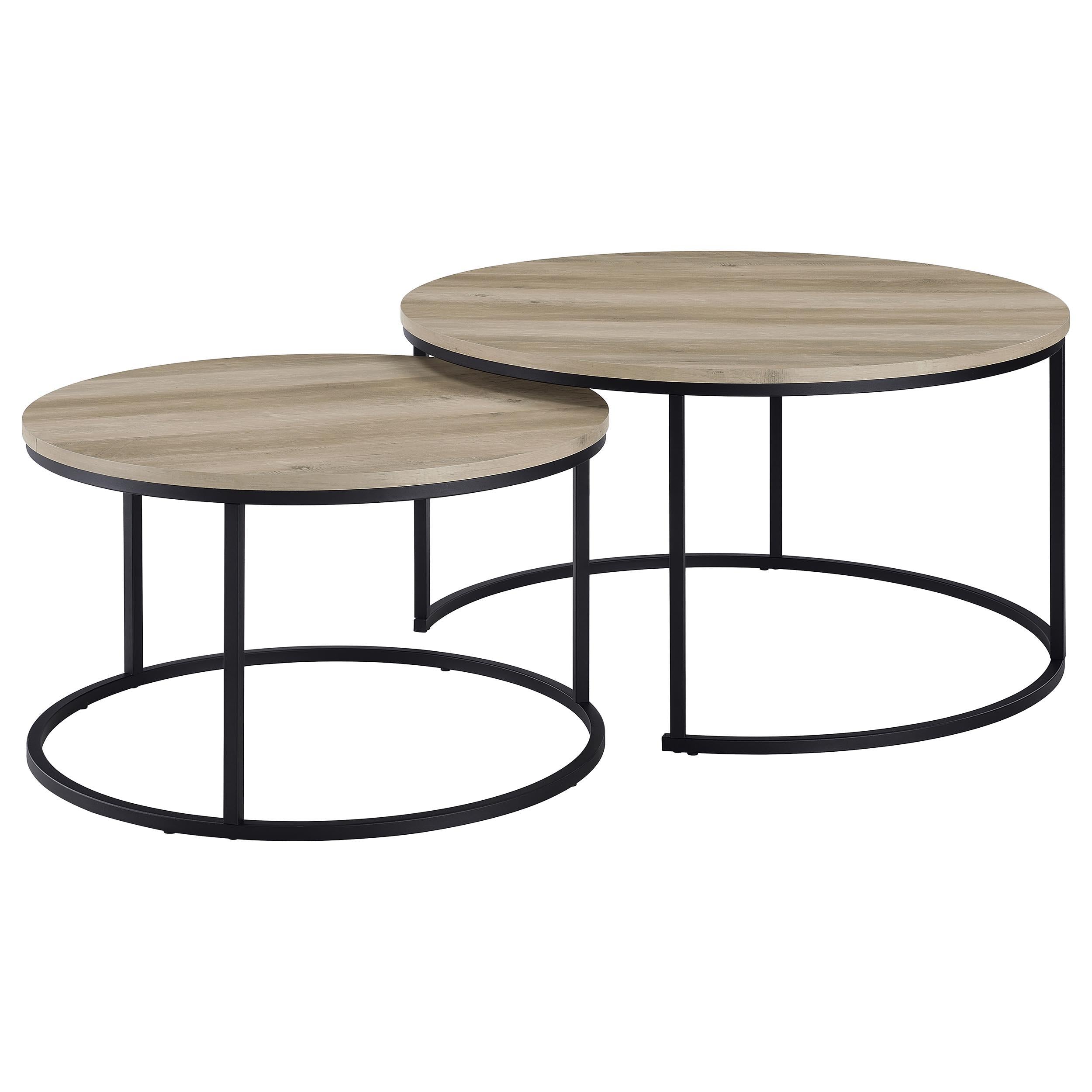  Coaster Furniture Lainey 736040 2-piece Round Nesting Coffee Table - Distressed Pine IMAGE 11