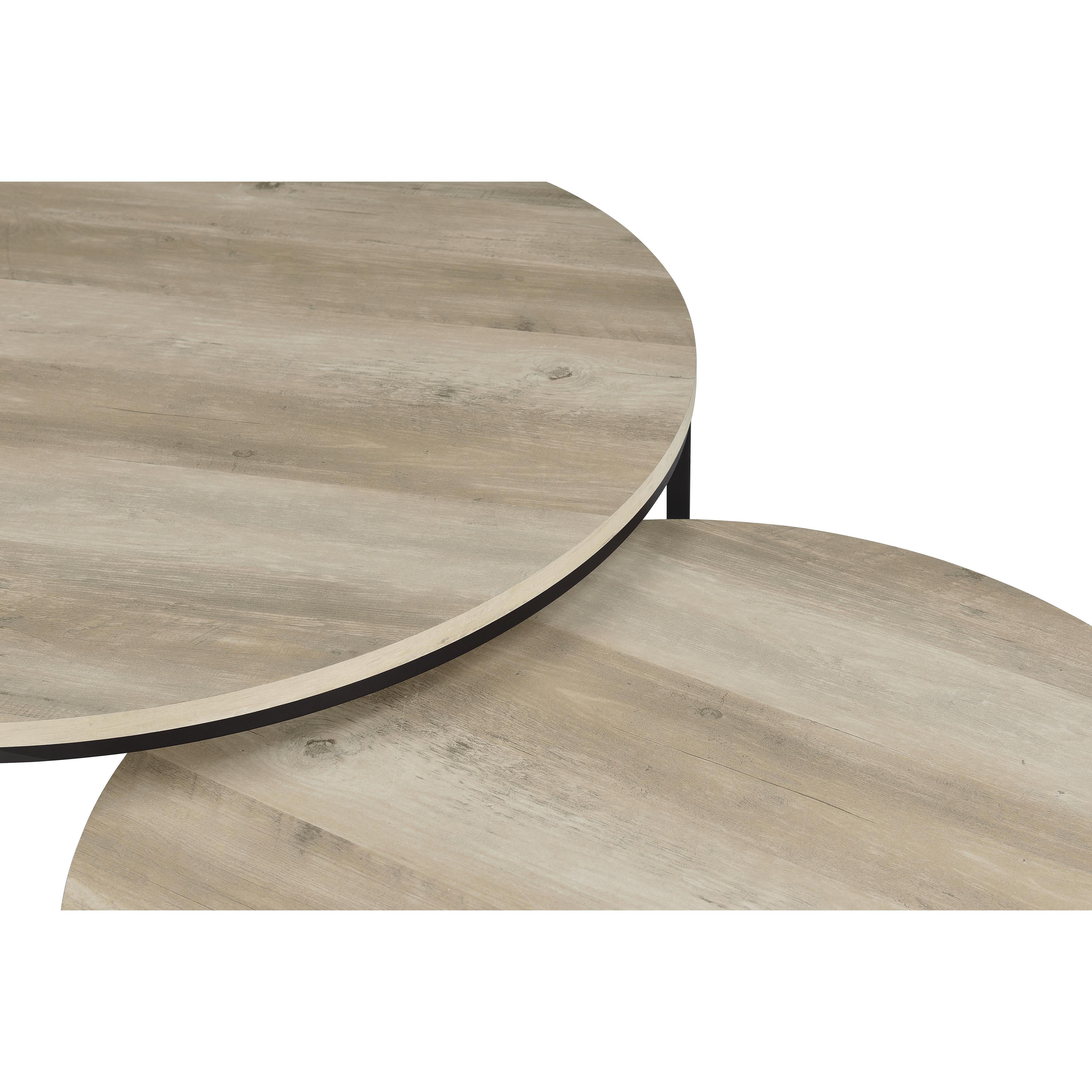  Coaster Furniture Lainey 736040 2-piece Round Nesting Coffee Table - Distressed Pine IMAGE 2