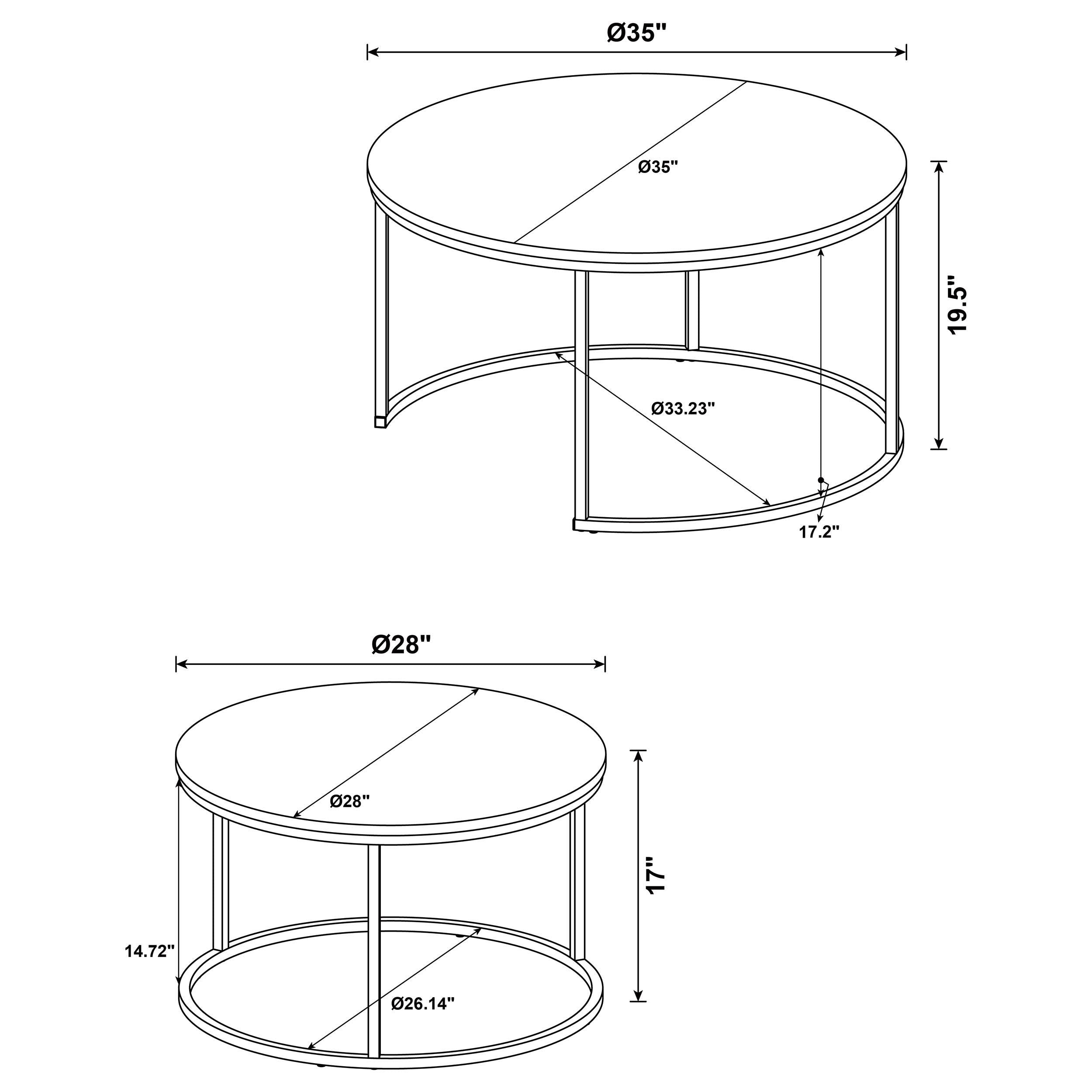  Coaster Furniture Lainey 736040 2-piece Round Nesting Coffee Table - Distressed Pine IMAGE 6