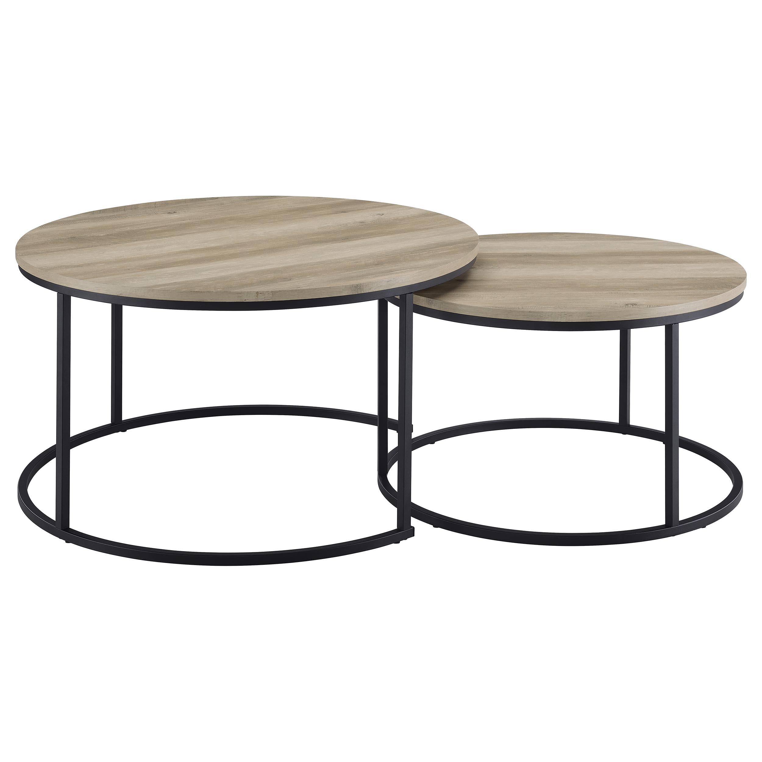  Coaster Furniture Lainey 736040 2-piece Round Nesting Coffee Table - Distressed Pine IMAGE 7