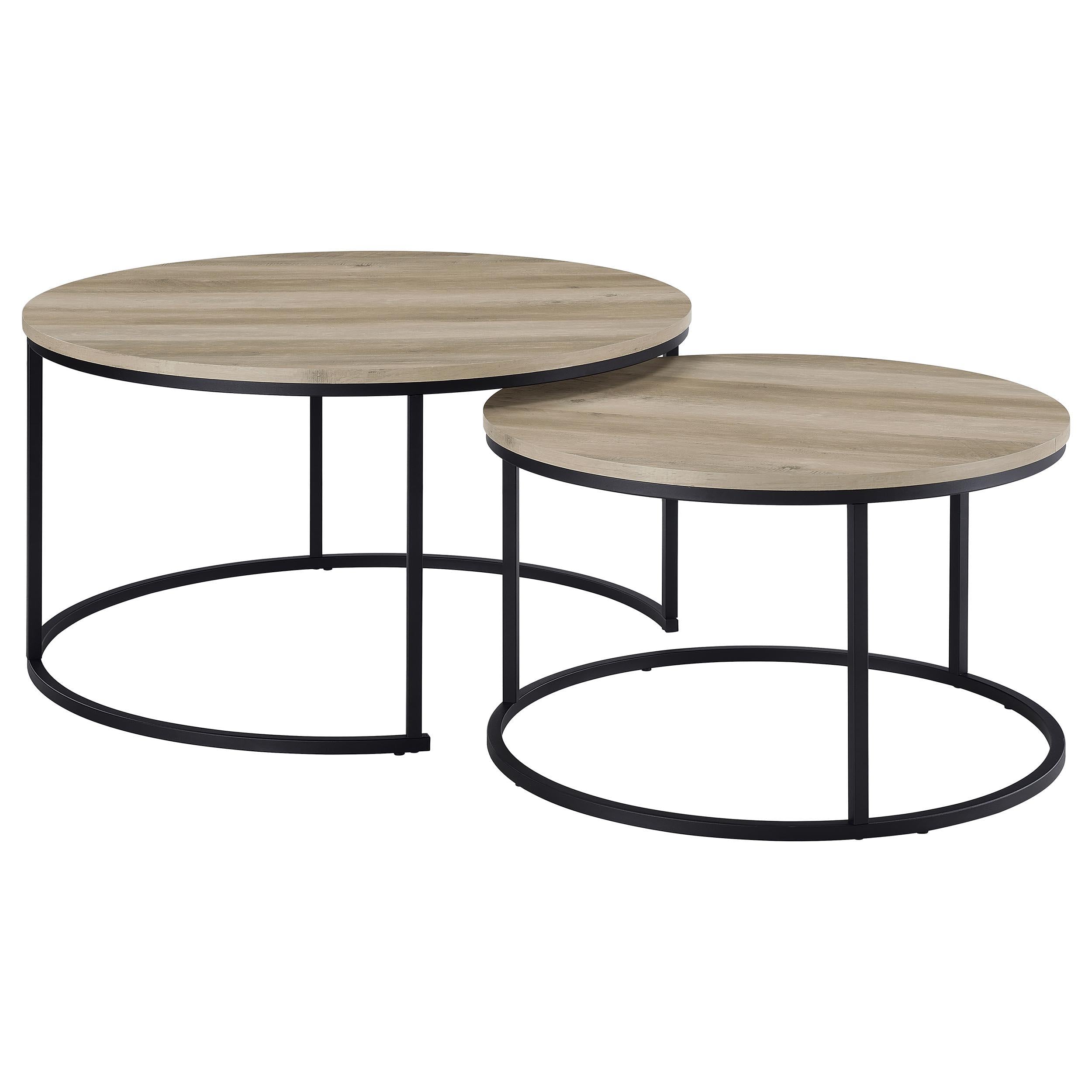  Coaster Furniture Lainey 736040 2-piece Round Nesting Coffee Table - Distressed Pine IMAGE 8