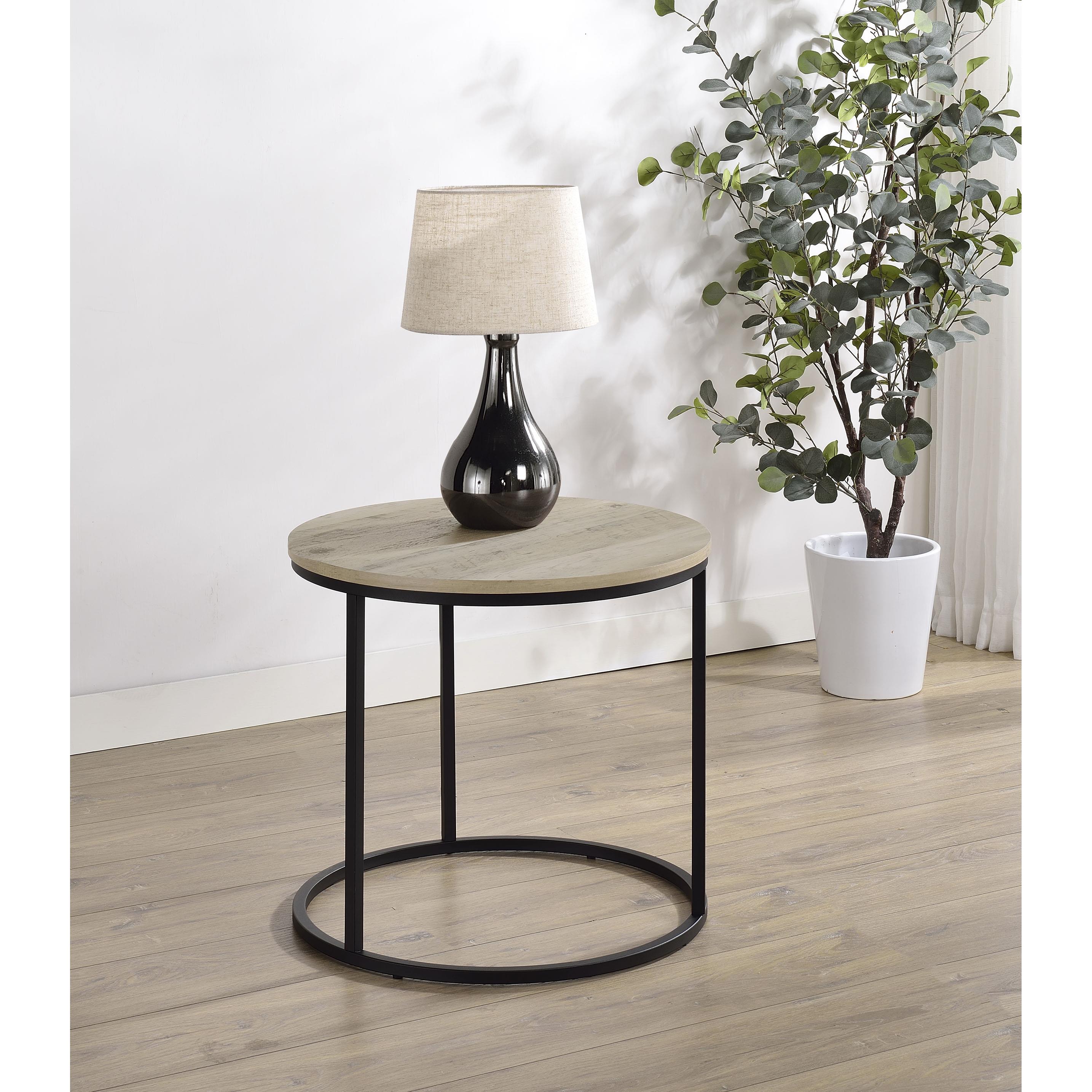 Coaster Furniture Lainey 736047 Round Occasional End Table - Distressed Pine IMAGE 4