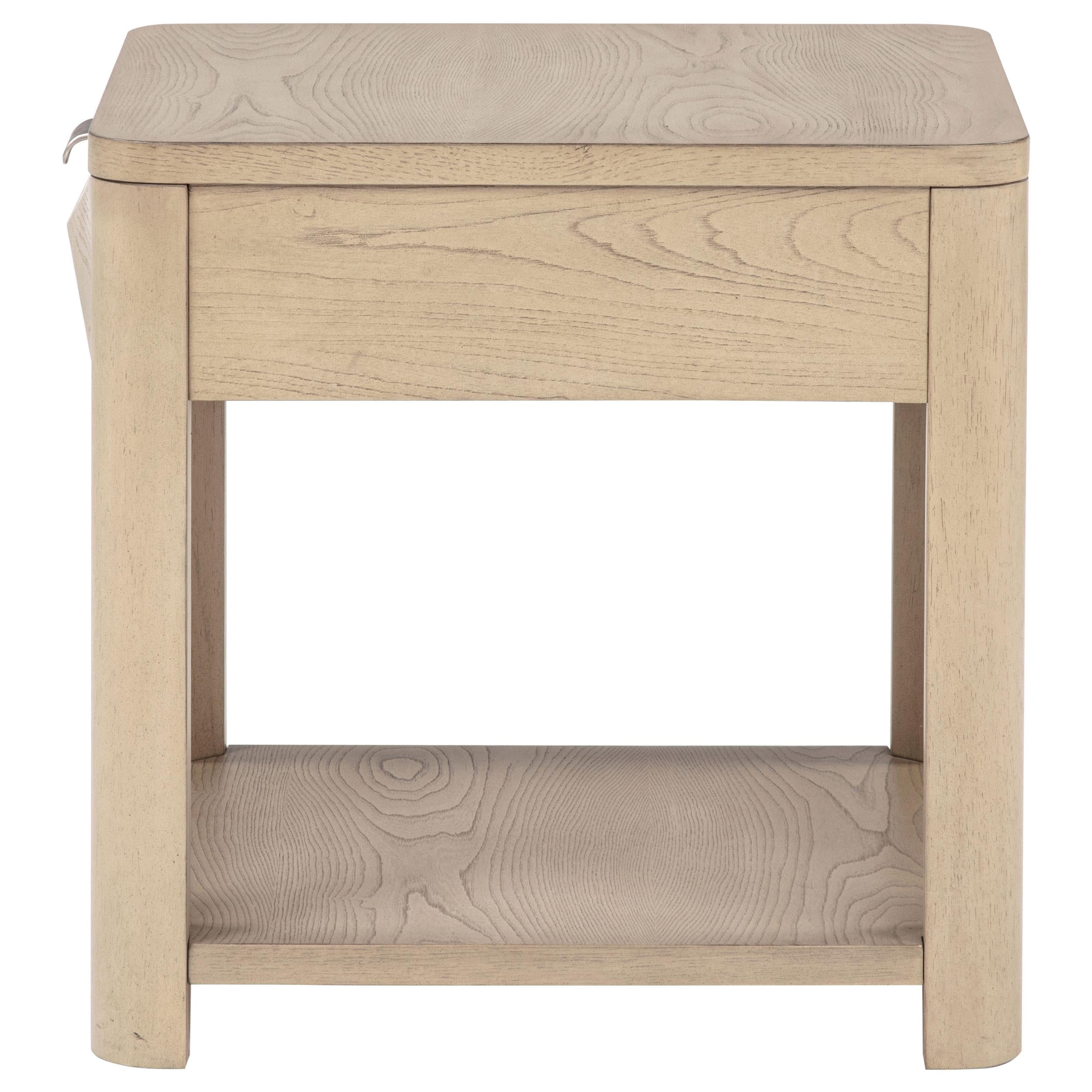  Coaster Furniture Marcelo 736057 Wood End Table with Drawer and Shelf - Light Elm IMAGE 2