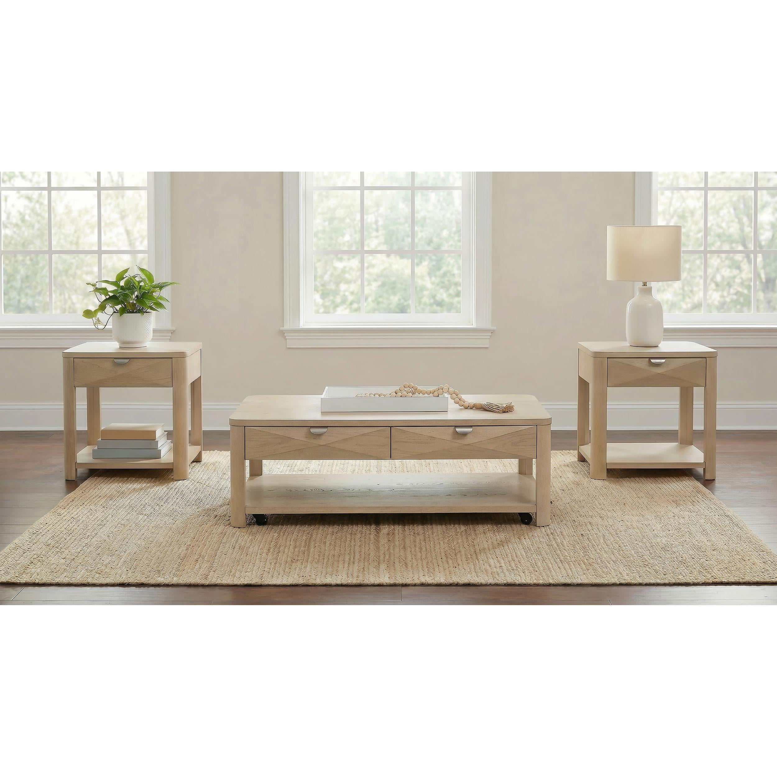  Coaster Furniture Marcelo 736058 Wood Coffee Table with 2 Drawers and Shelf - Light Elm IMAGE 16