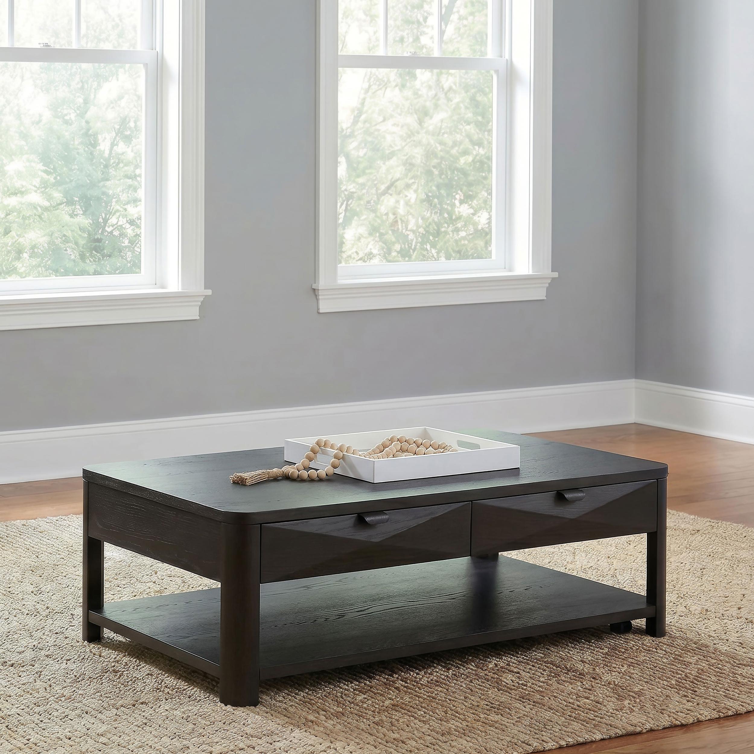  Coaster Furniture Marcelo 736068 Wood Coffee Table with 2 Drawers and Shelf - Coffee IMAGE 2