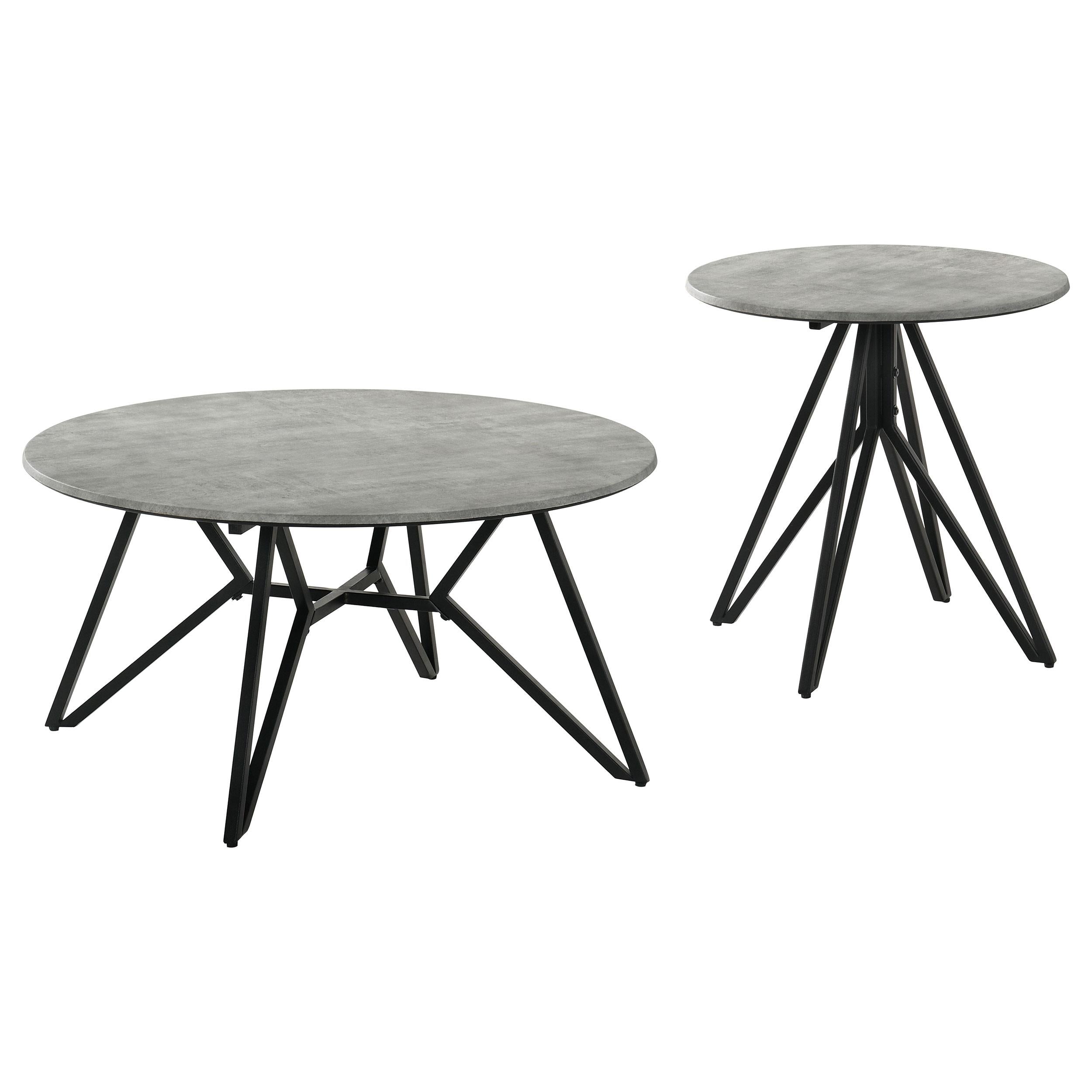  Coaster Furniture Hadi 736178-S2 2-piece Round SmartTop Coffee and End Table Set - Cement IMAGE 1