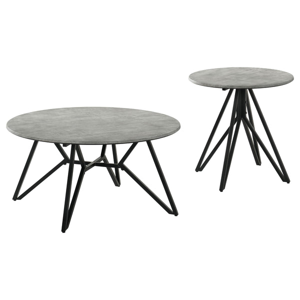 Coaster Furniture Hadi 736178-S2 2-piece Round SmartTop Coffee and End Table Set - Cement