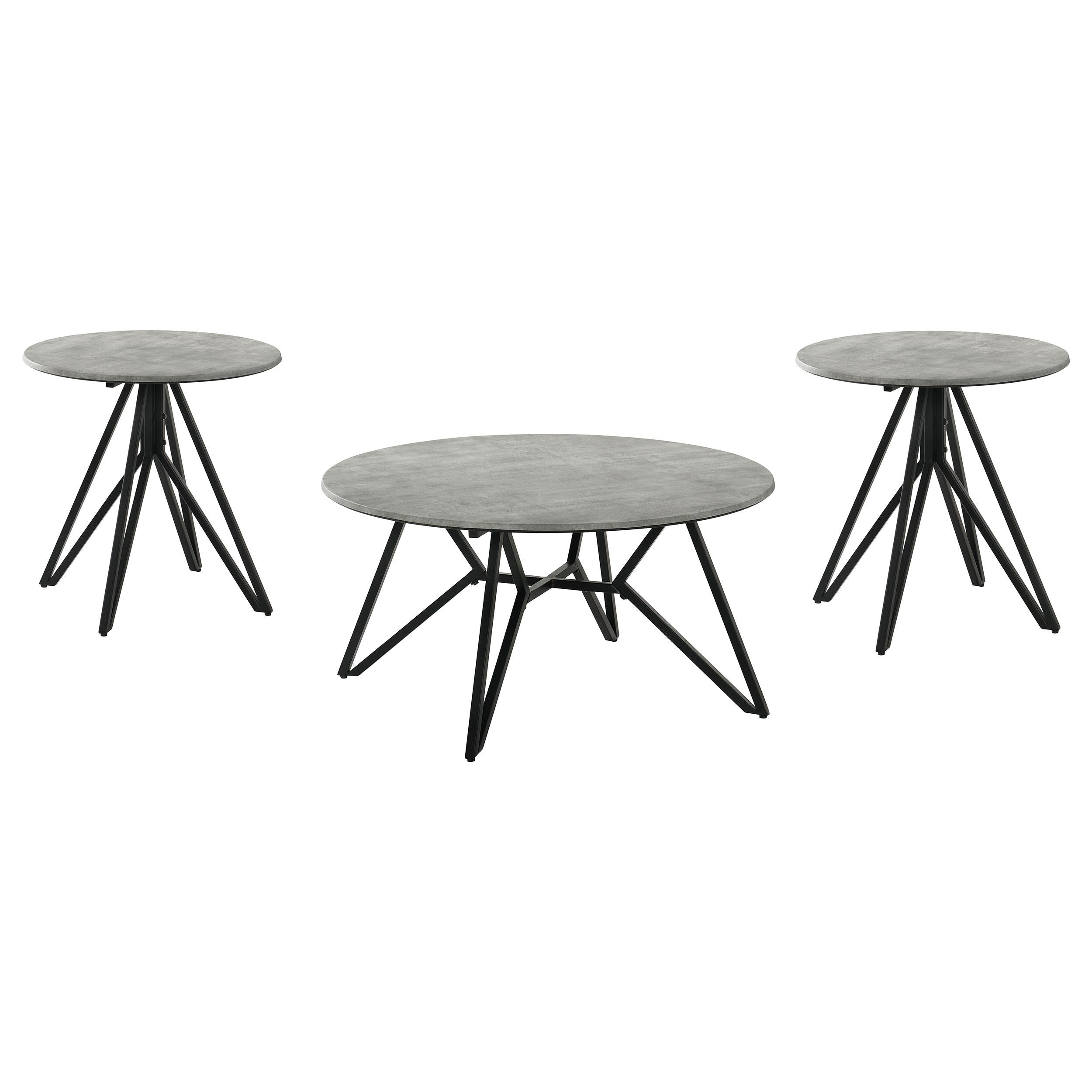  Coaster Furniture Hadi 736178-S3 3-piece Round SmartTop Coffee and End Table Set - Cement IMAGE 1