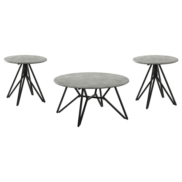 Coaster Furniture Hadi 736178-S3 3-piece Round SmartTop Coffee and End Table Set - Cement
