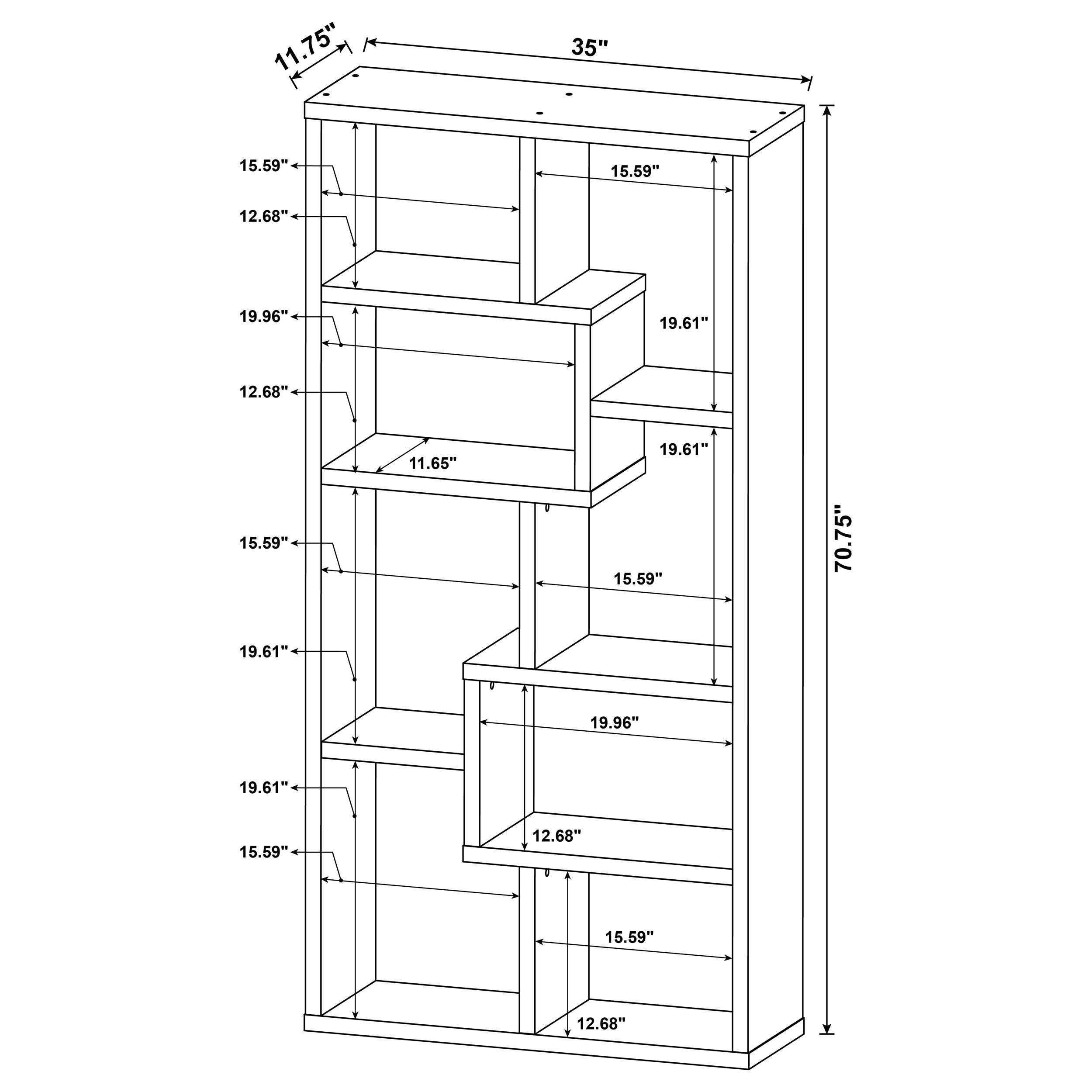  Coaster Furniture Theo 800515 71-inch 6-shelf Bookshelf - Mango IMAGE 8