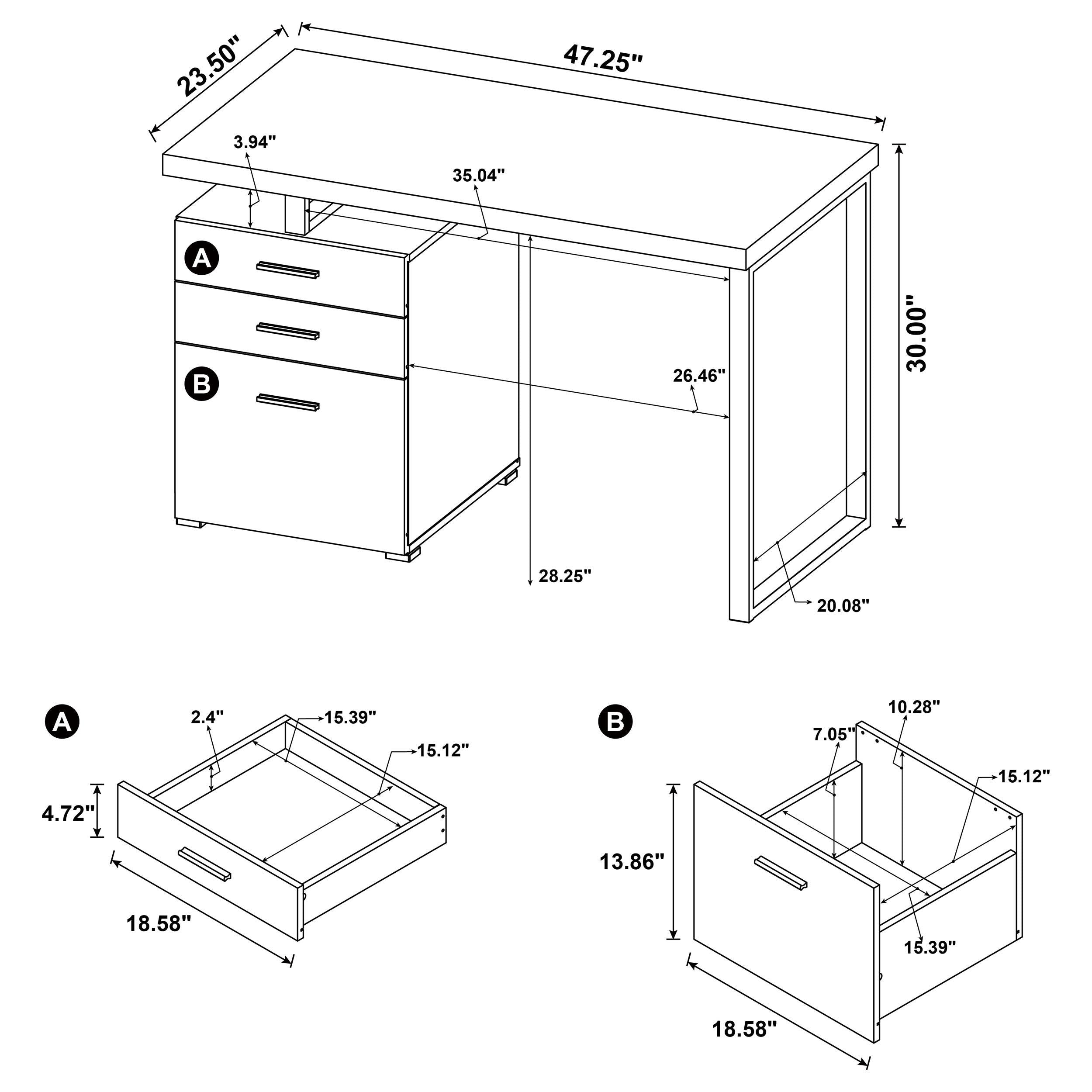  Coaster Furniture Brennan 800787 47-inch 3-drawer Office Computer Desk - Mango IMAGE 11
