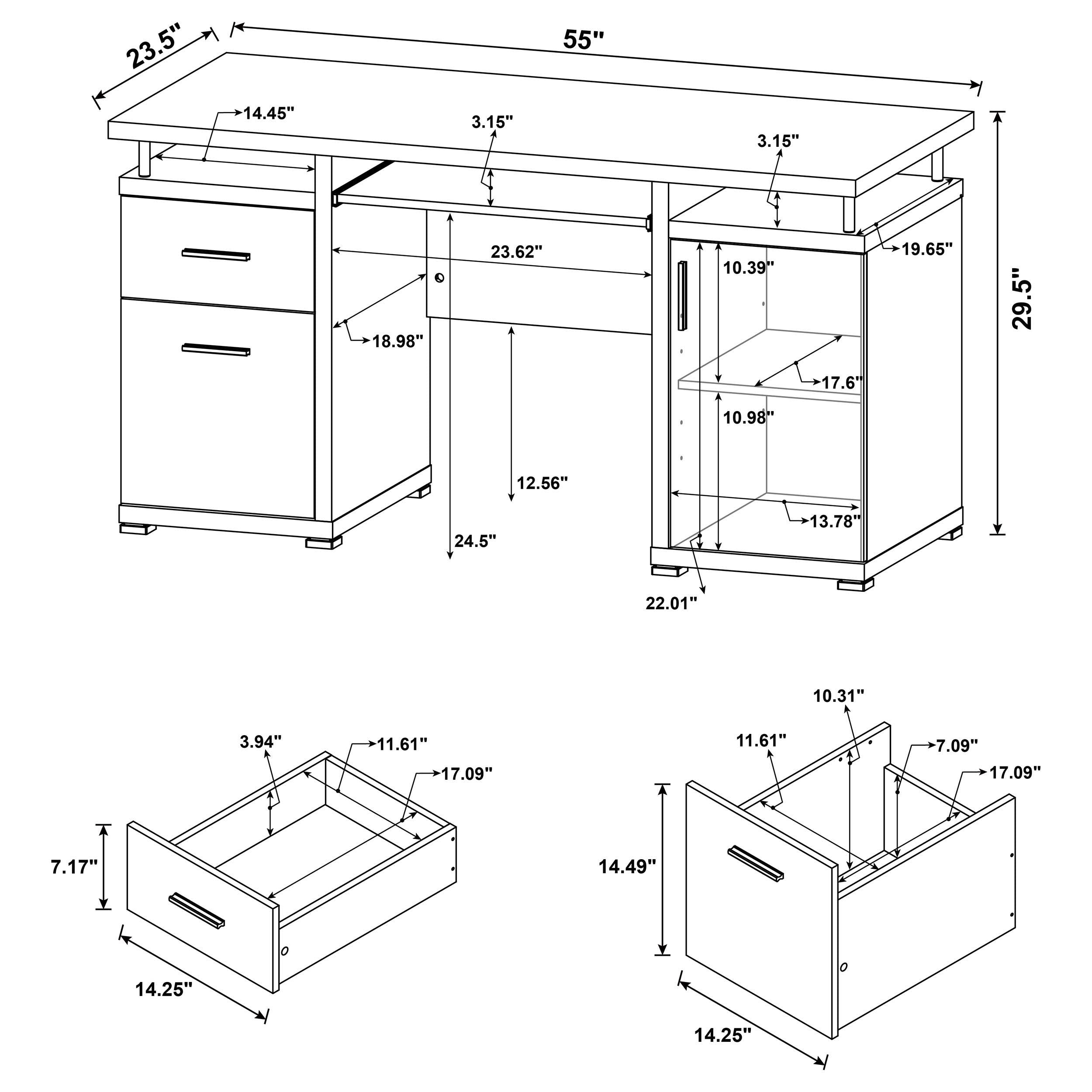  Coaster Furniture Tracy 800788 55-inch 2-drawer Office Computer Desk - Mango IMAGE 10