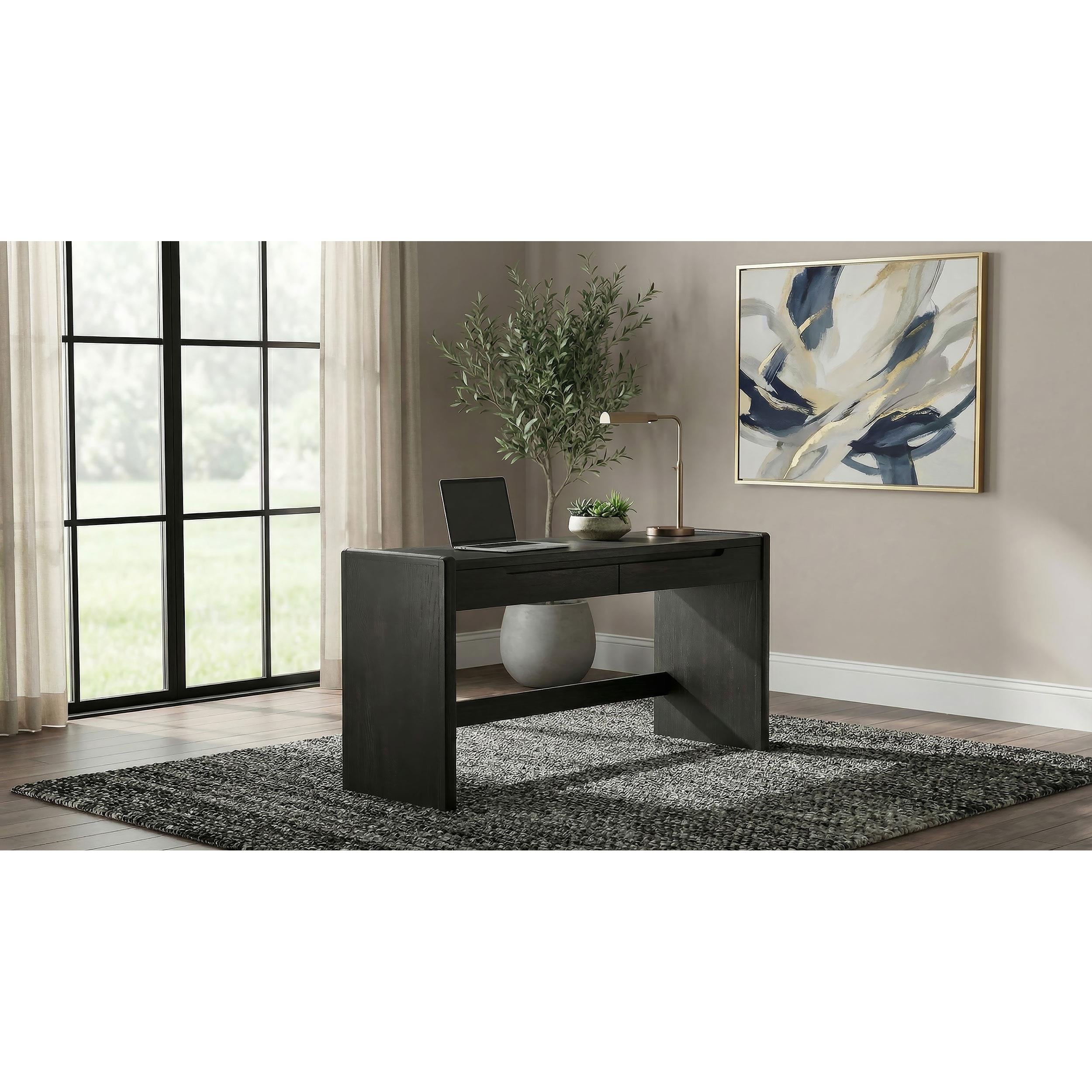  Coaster Furniture Leandro 800790 2-drawer Home Office Writing Desk - Burnished Black IMAGE 4
