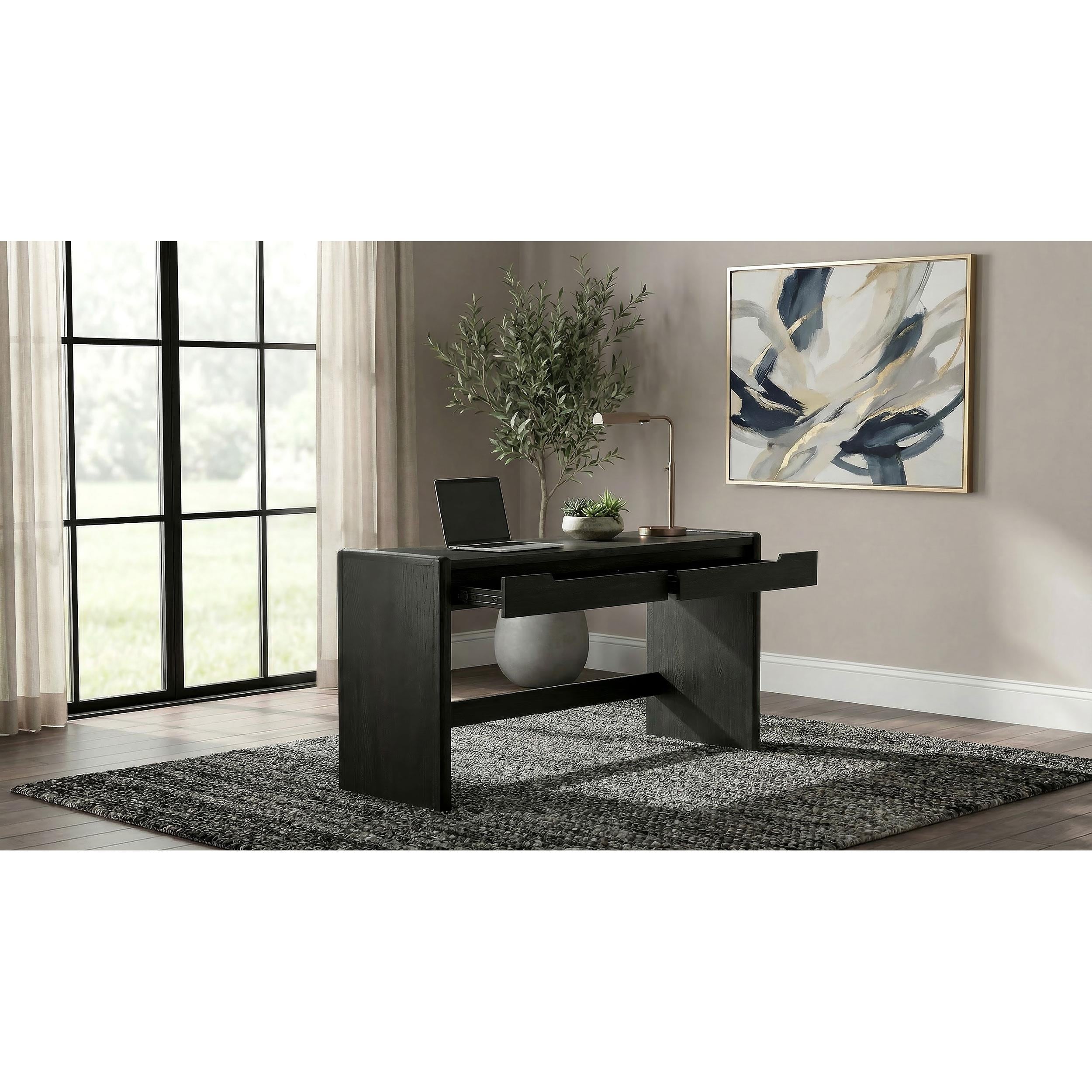  Coaster Furniture Leandro 800790 2-drawer Home Office Writing Desk - Burnished Black IMAGE 7
