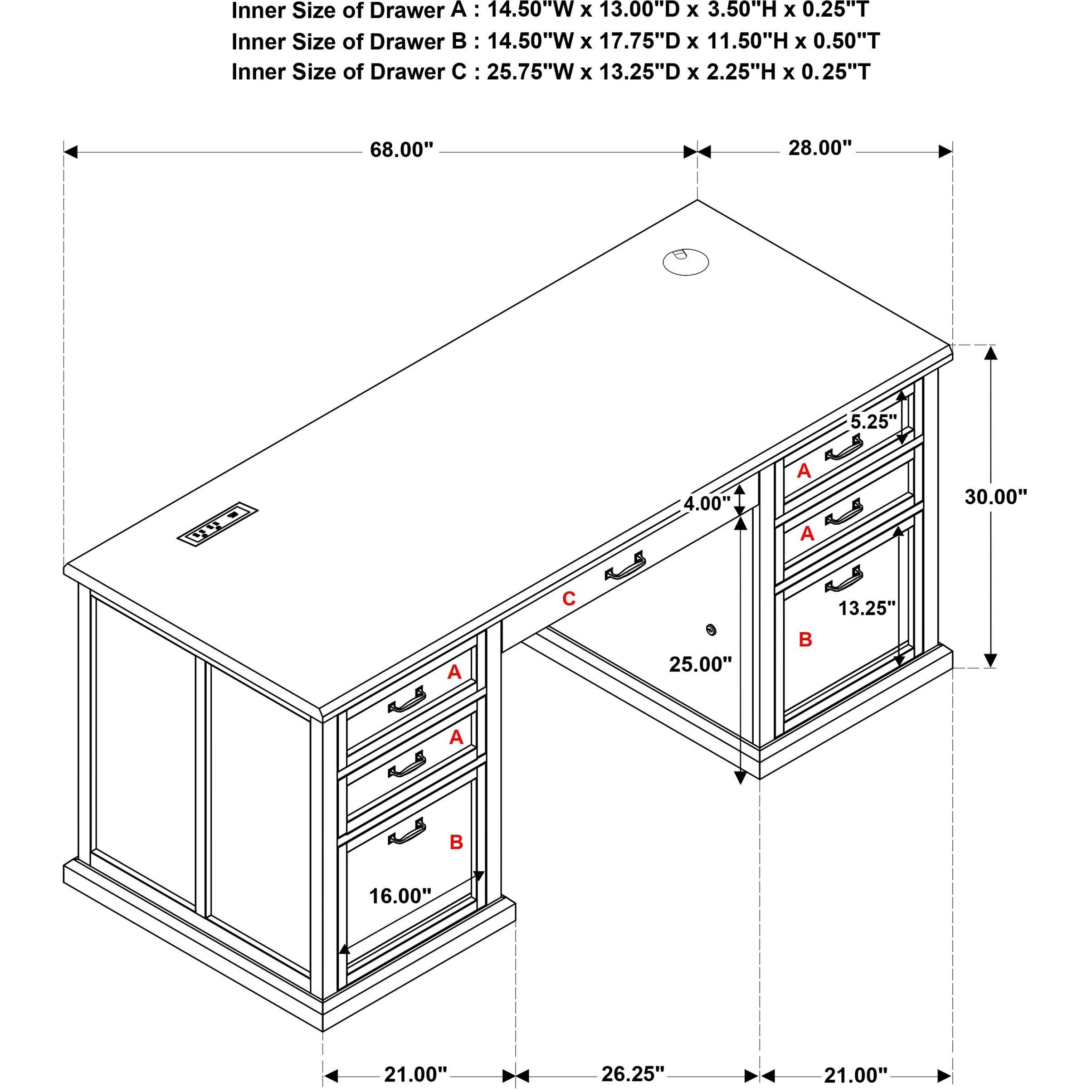  Coaster Furniture Altidore 800796 68-inch 7-drawer Executive Home Office Desk - Distressed White IMAGE 15