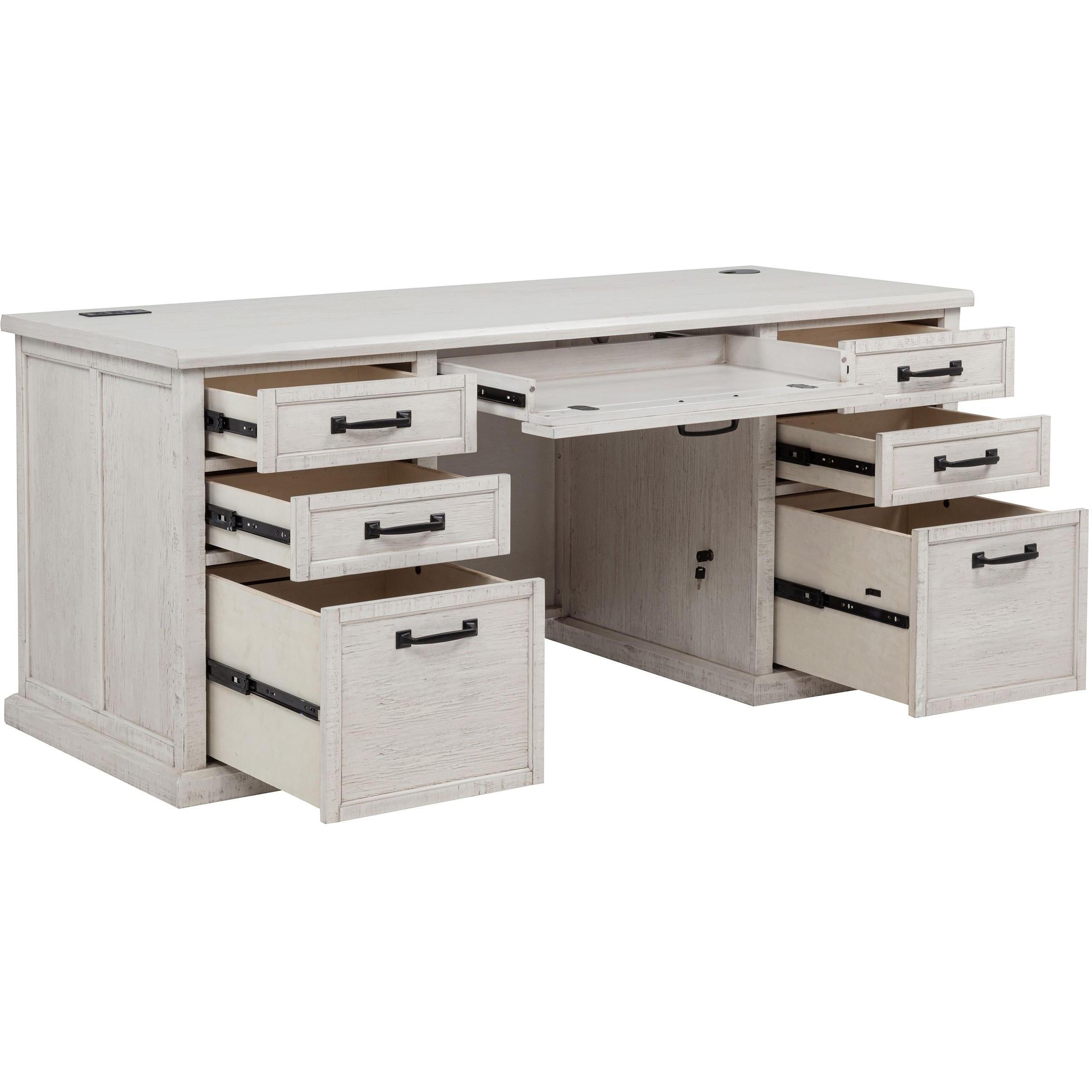  Coaster Furniture Altidore 800796 68-inch 7-drawer Executive Home Office Desk - Distressed White IMAGE 4