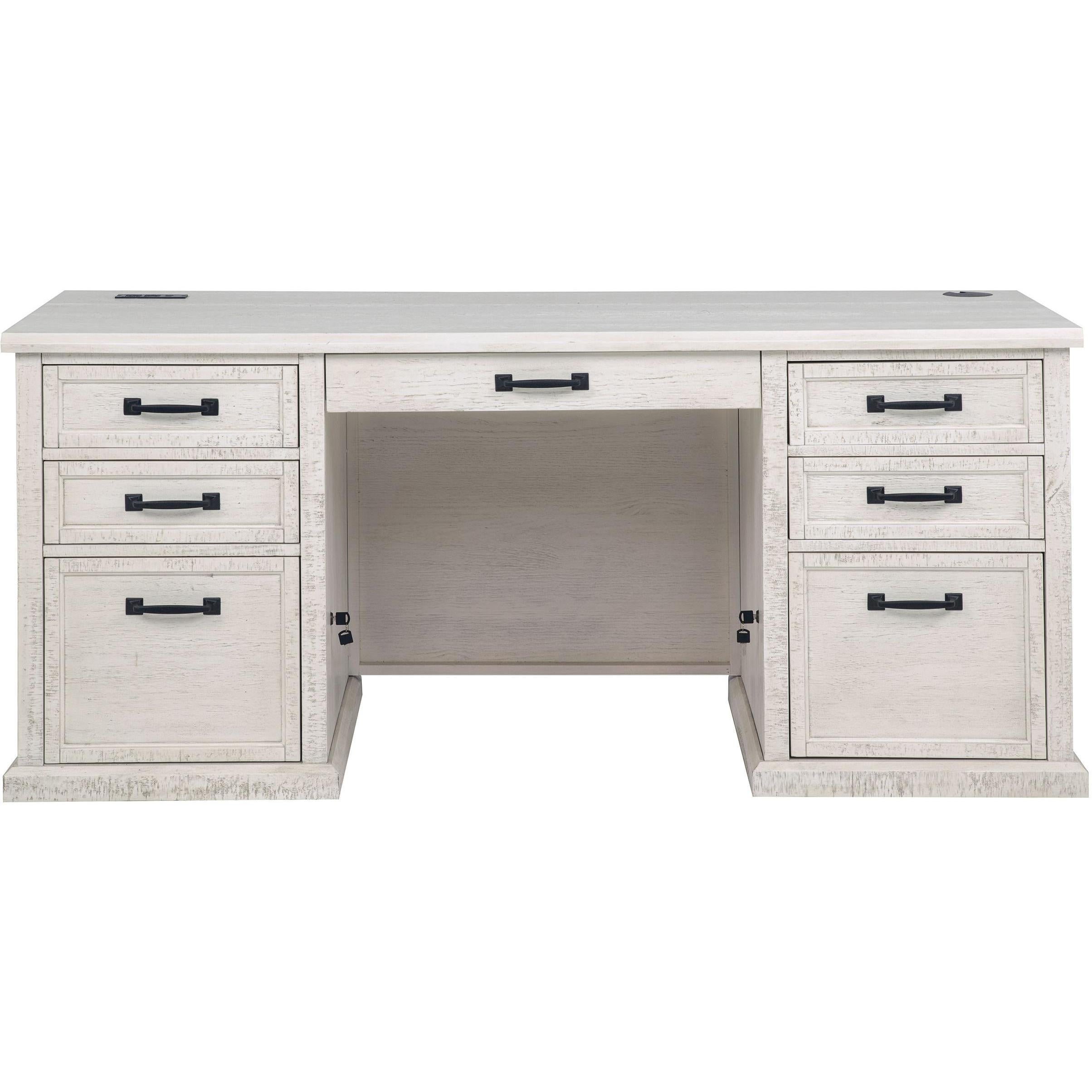  Coaster Furniture Altidore 800796 68-inch 7-drawer Executive Home Office Desk - Distressed White IMAGE 5