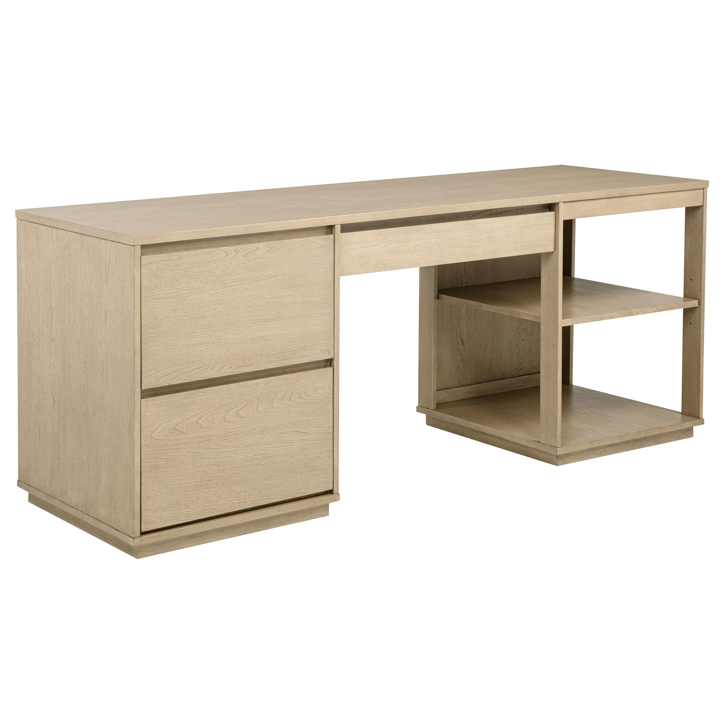  Coaster Furniture Harkes 800797 75-inch 3-drawer Computer Desk with Adjustable Shelf - Light Elm IMAGE 1