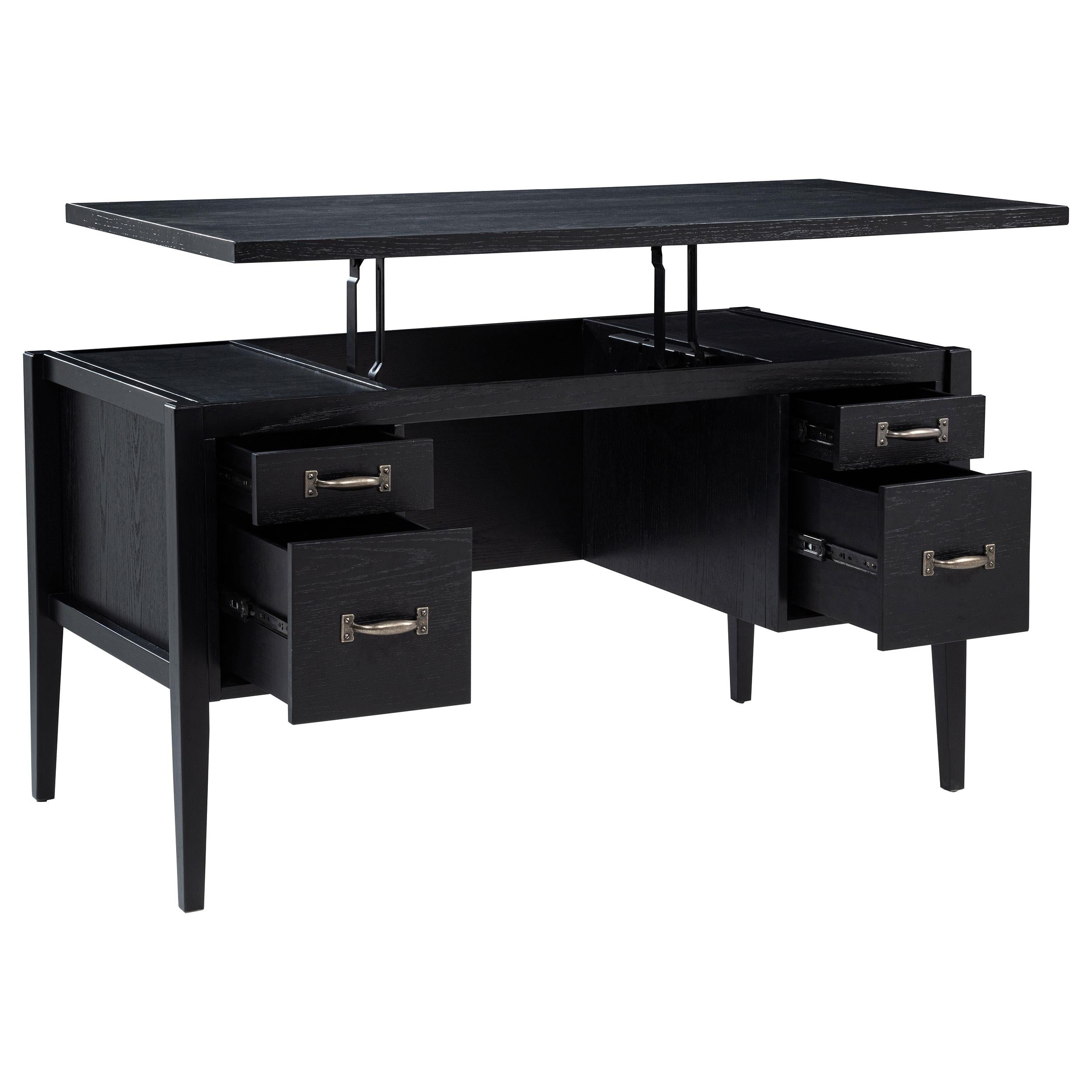  Coaster Furniture Graham 800866 54-inch 4-drawer Double Pedestal Lift Top Computer Desk - Black IMAGE 12