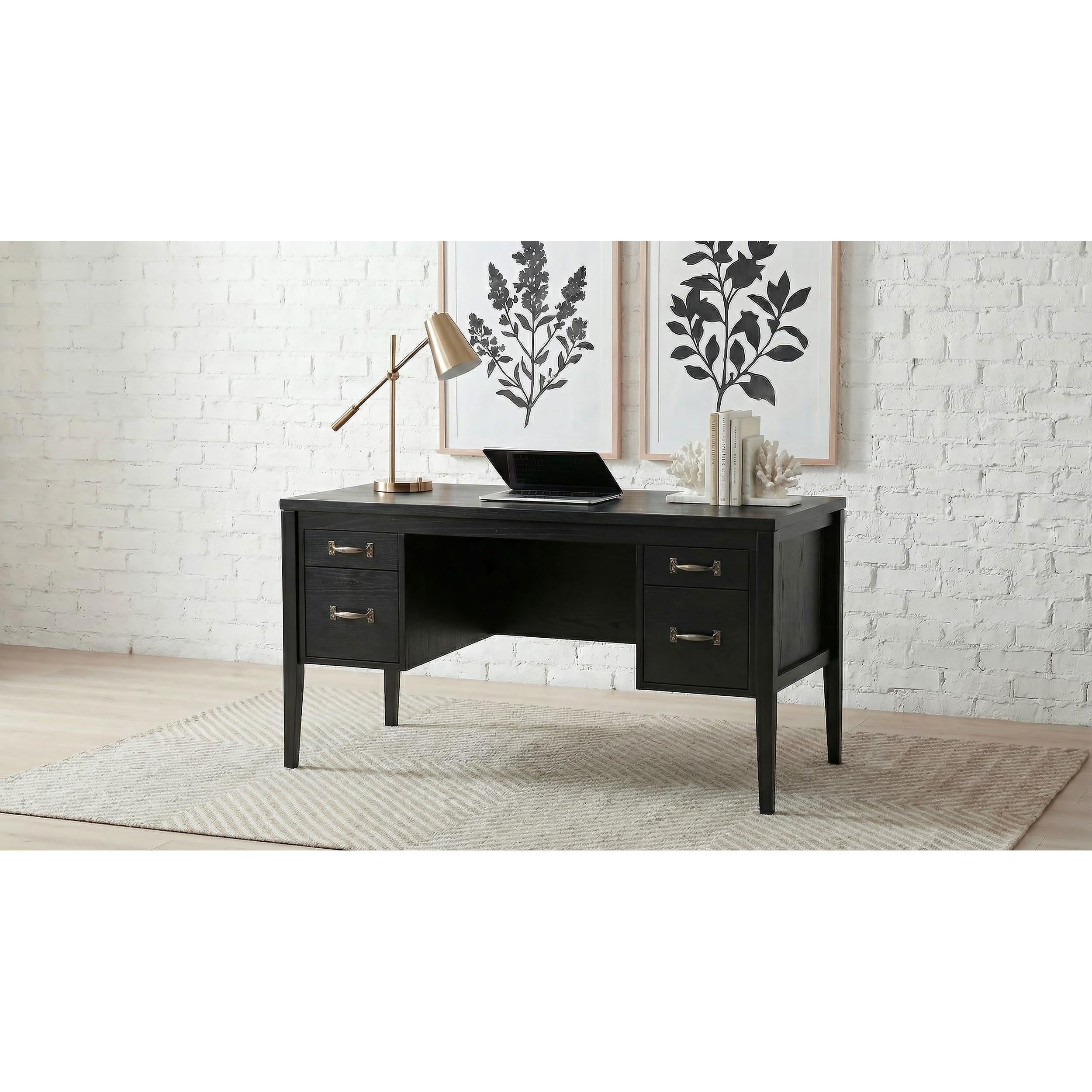  Coaster Furniture Graham 800866 54-inch 4-drawer Double Pedestal Lift Top Computer Desk - Black IMAGE 3
