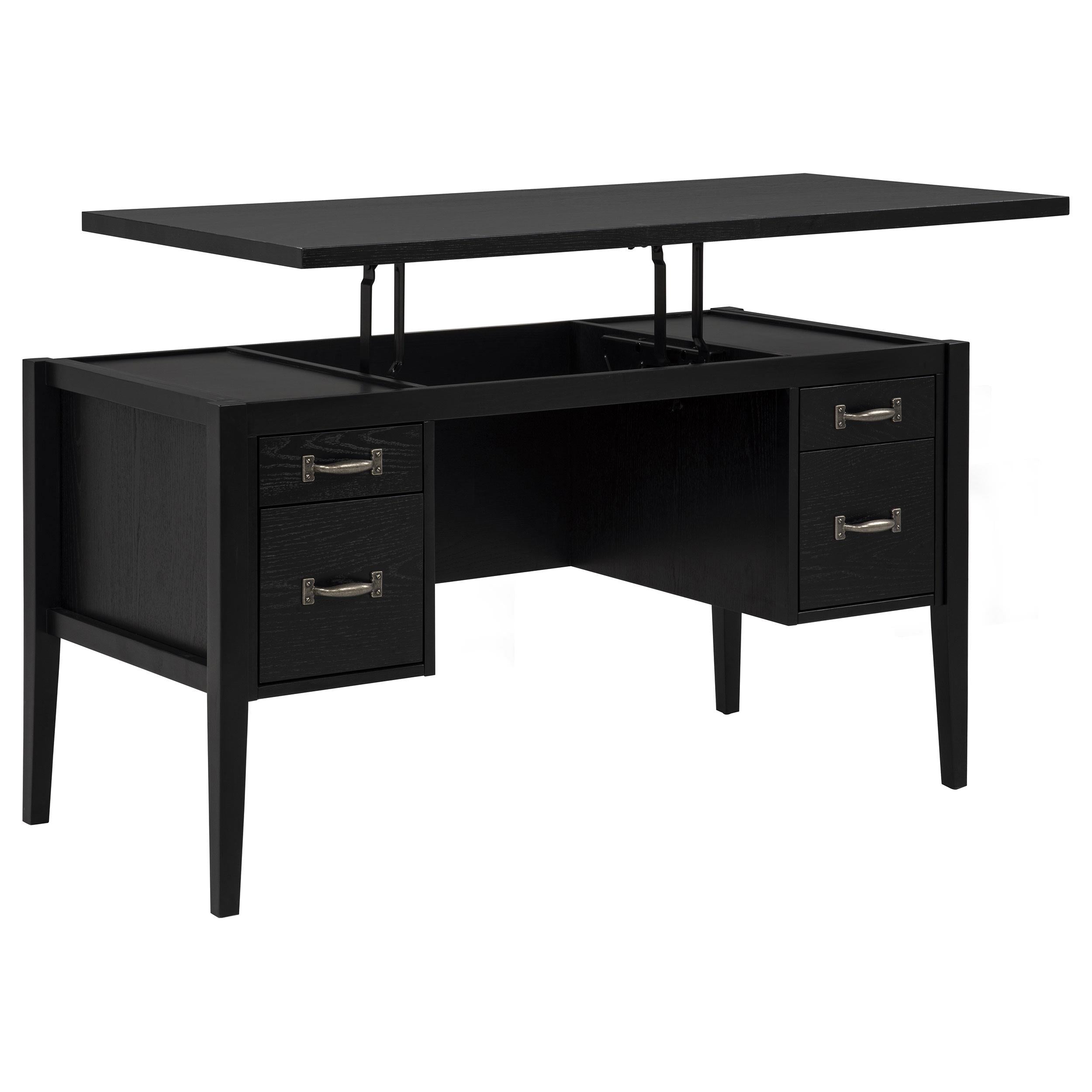  Coaster Furniture Graham 800866 54-inch 4-drawer Double Pedestal Lift Top Computer Desk - Black IMAGE 8
