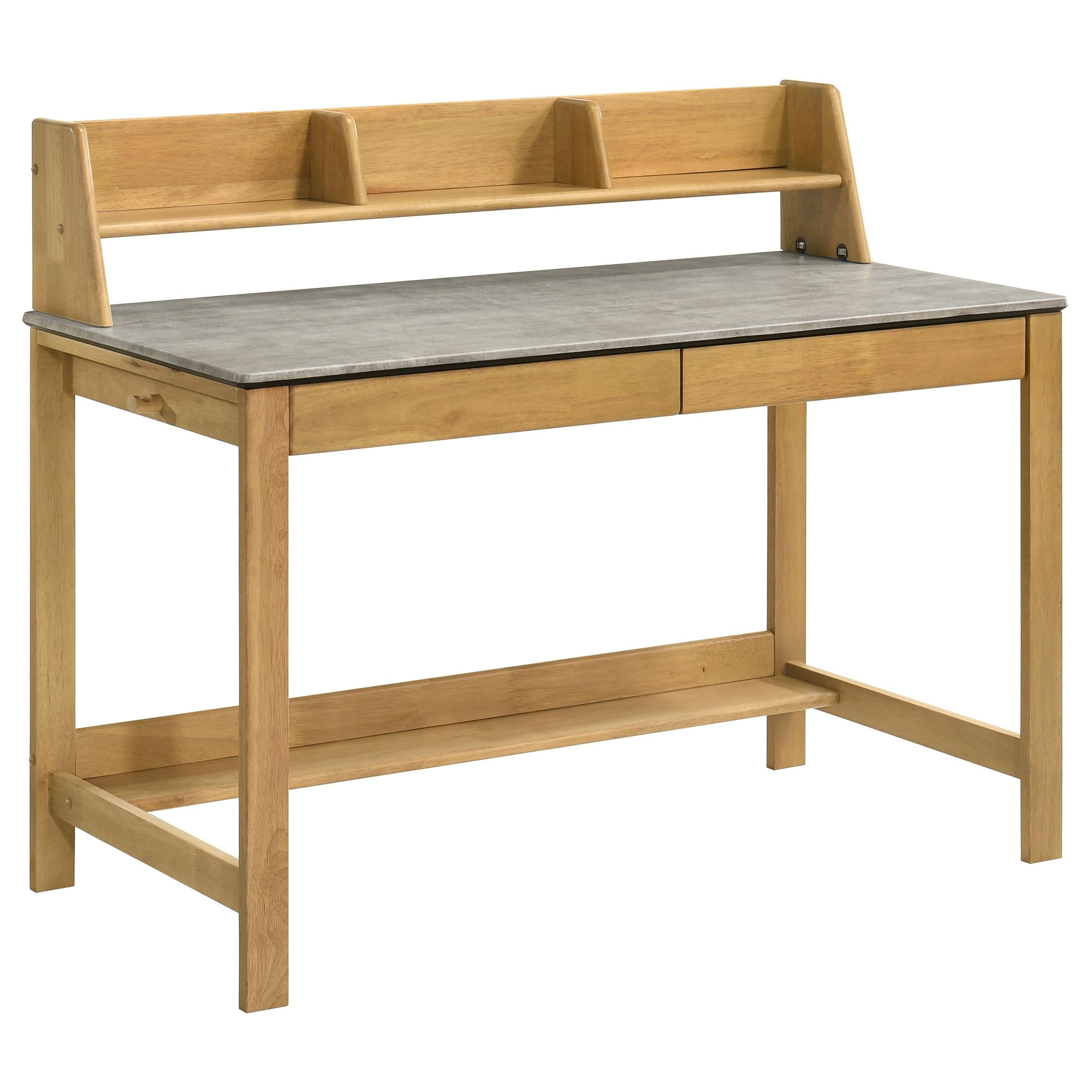  Coaster Furniture Besler 801075 47-inch SmartTop Writing Desk with Shelf - Cement/Natural IMAGE 1