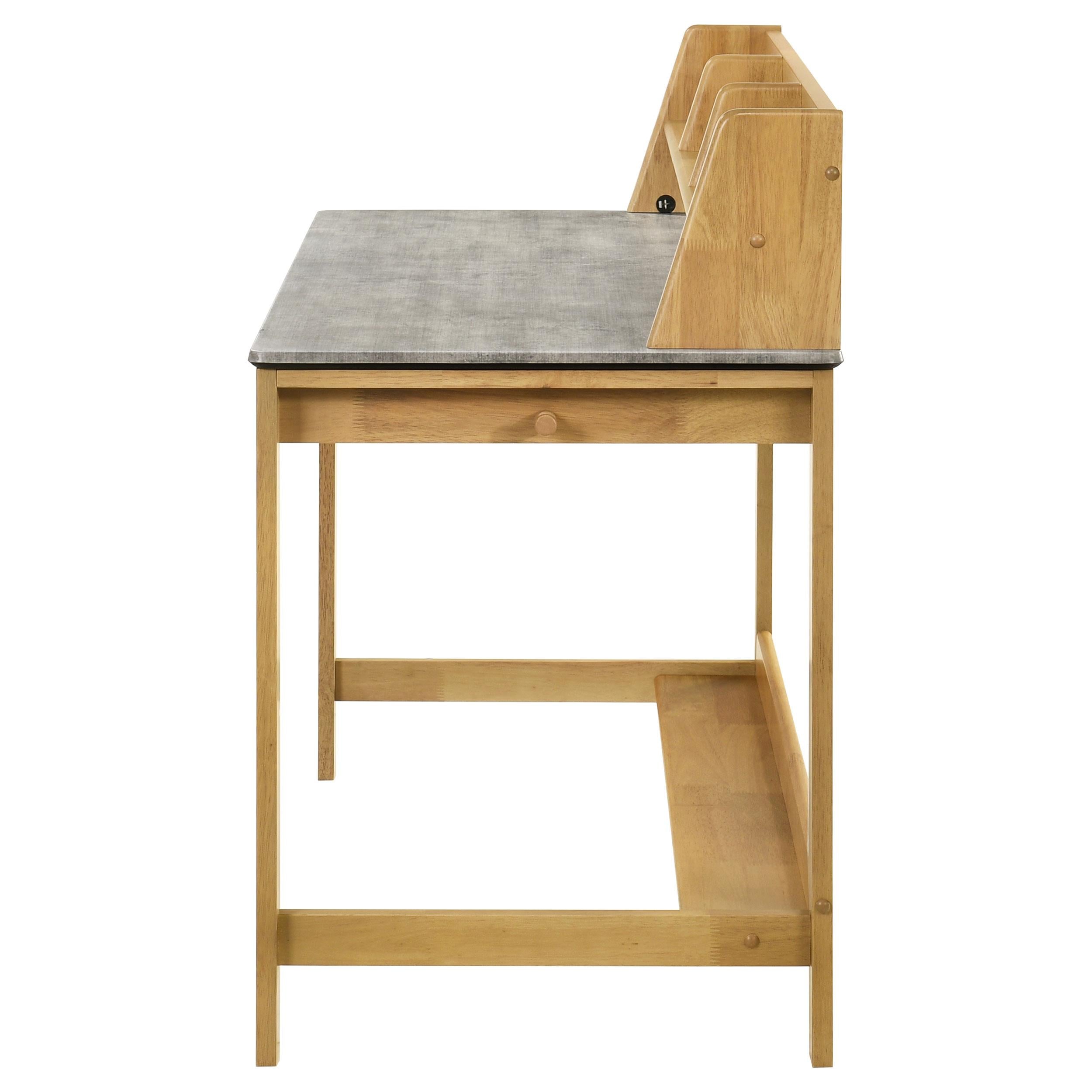  Coaster Furniture Besler 801075 47-inch SmartTop Writing Desk with Shelf - Cement/Natural IMAGE 10