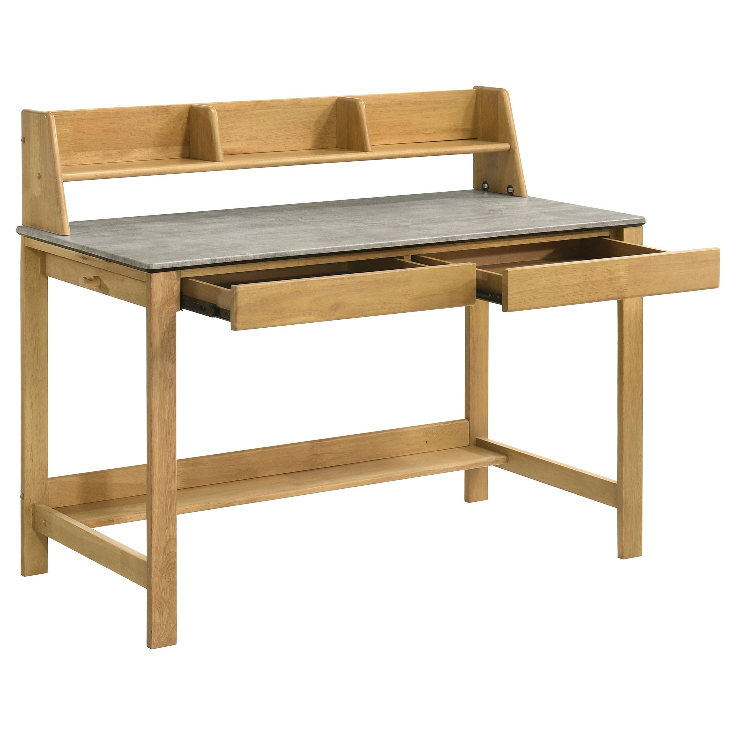  Coaster Furniture Besler 801075 47-inch SmartTop Writing Desk with Shelf - Cement/Natural IMAGE 6