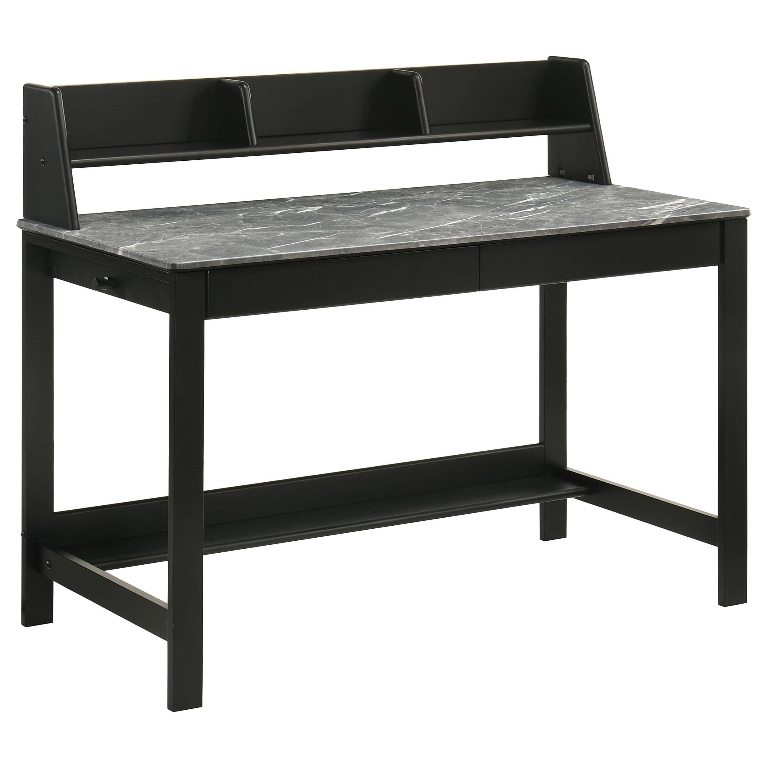 Coaster Furniture Besler 801076 47-inch SmartTop Writing Desk with Shelf - Grey Stone/Black IMAGE 1