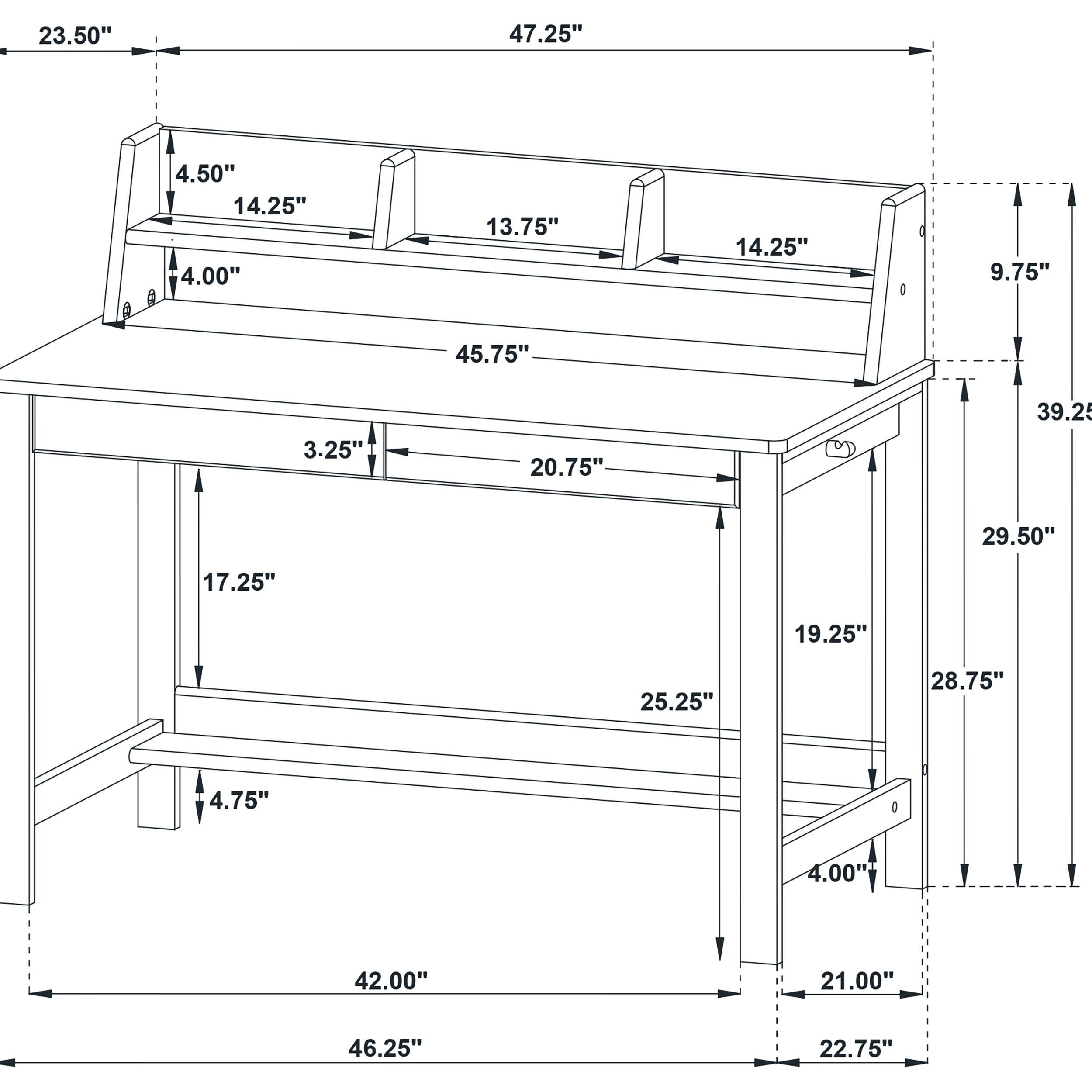  Coaster Furniture Besler 801076 47-inch SmartTop Writing Desk with Shelf - Grey Stone/Black IMAGE 13