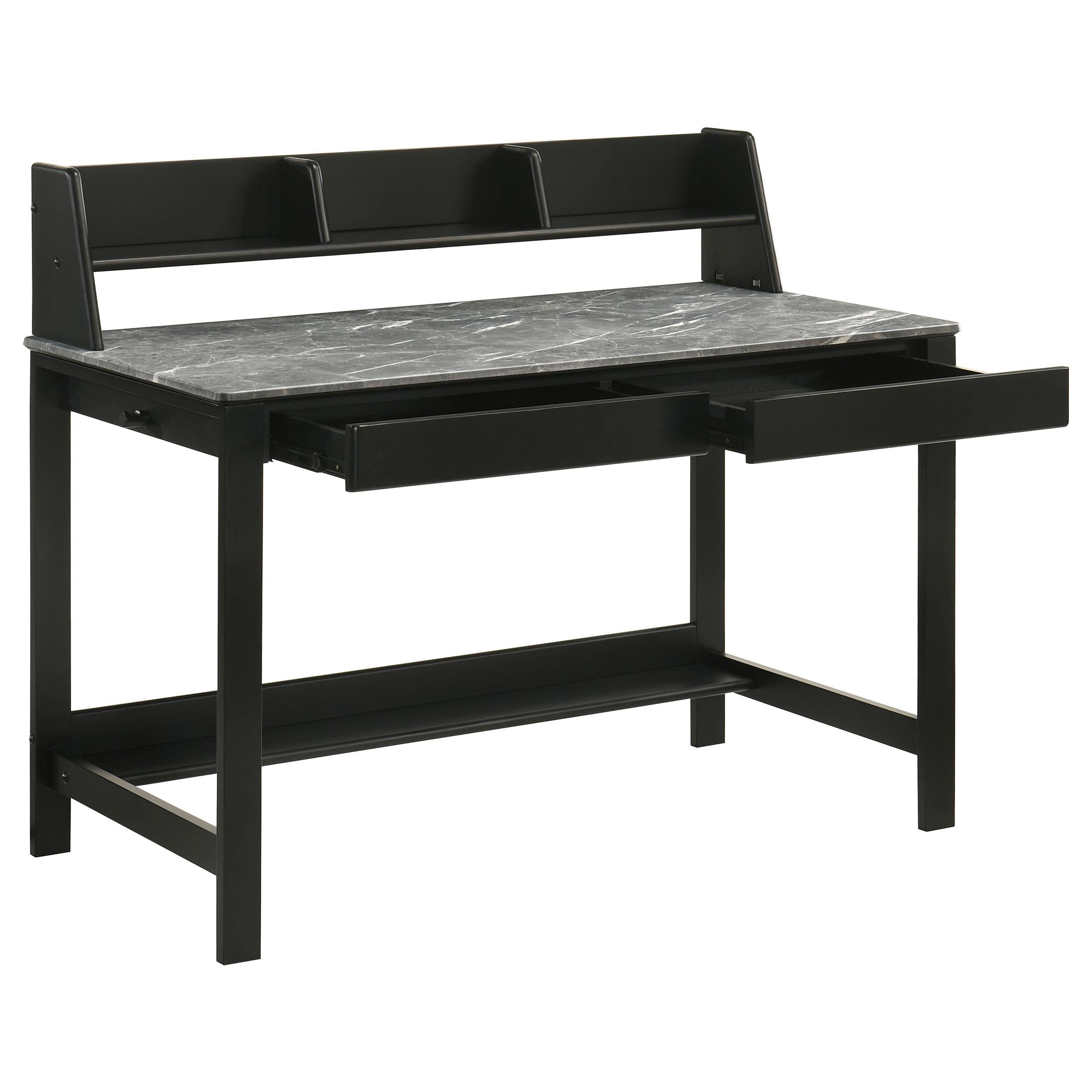  Coaster Furniture Besler 801076 47-inch SmartTop Writing Desk with Shelf - Grey Stone/Black IMAGE 7