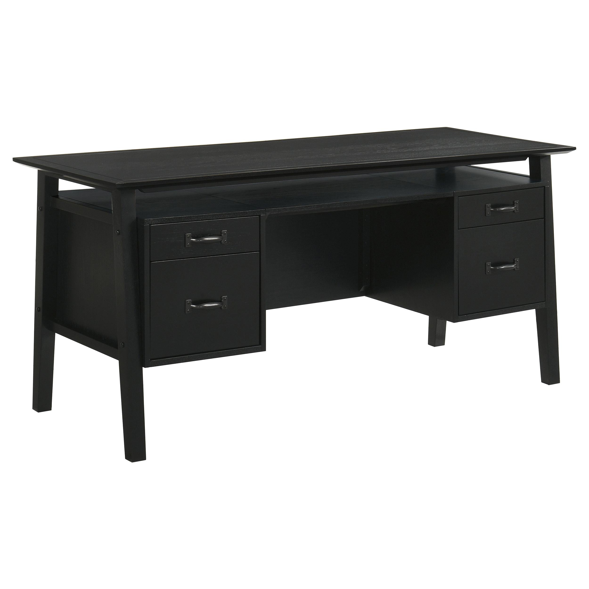  Coaster Furniture Goodson 801586 64-inch 4-Drawer Double Pedestal Computer Desk - Black IMAGE 1